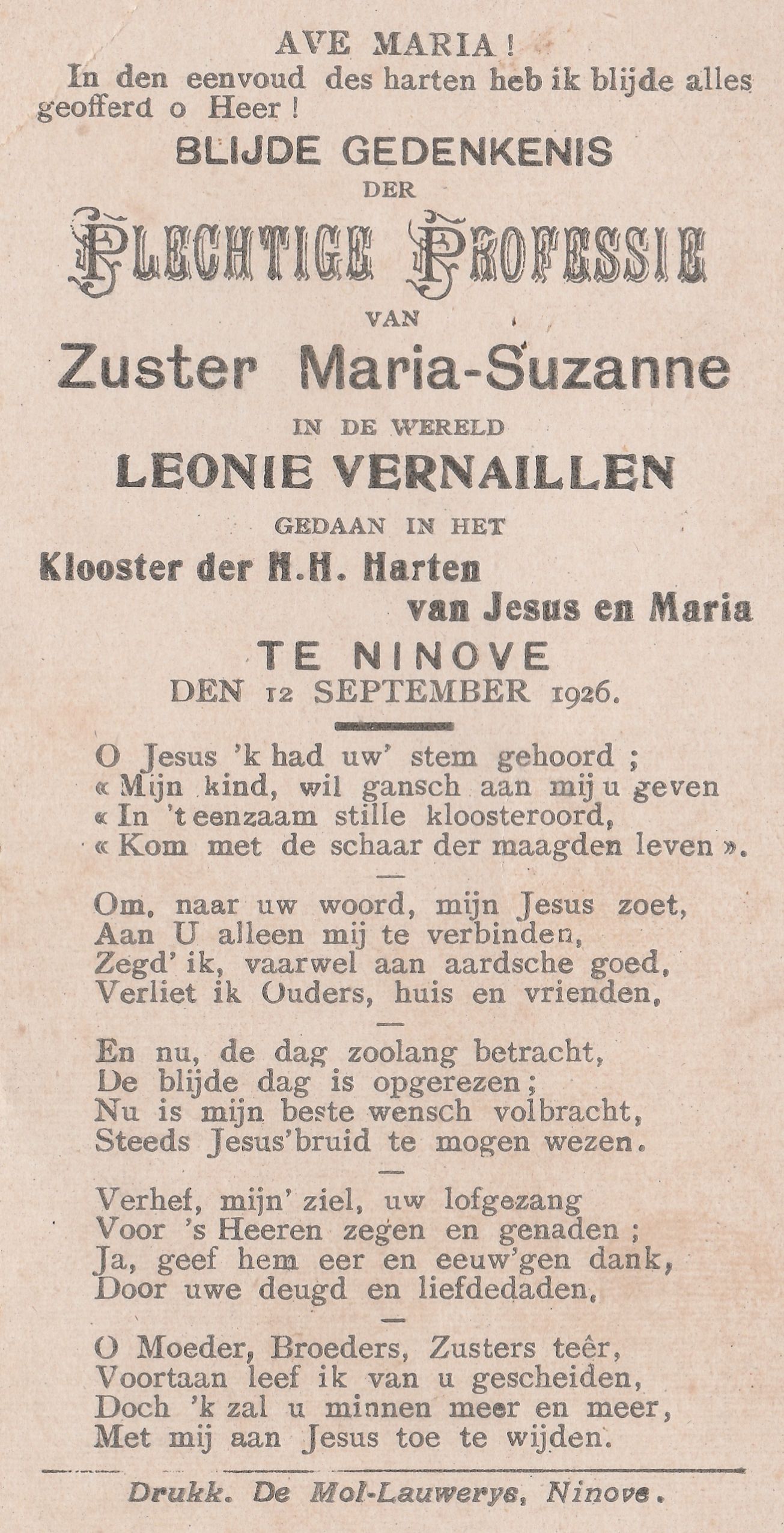 1926 - Vernaillen Leonie (Professie)