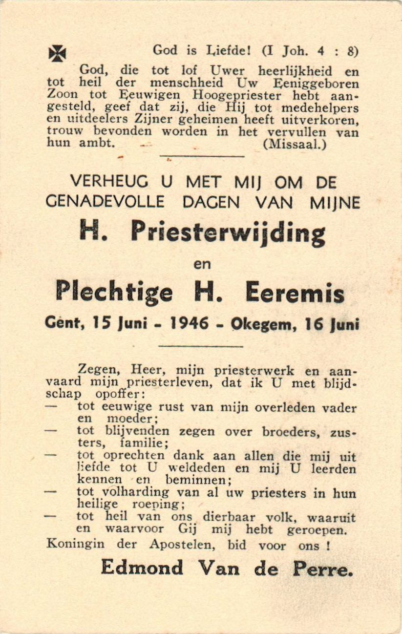 1946 - Van de Perre Edmond (Priesterwijding)