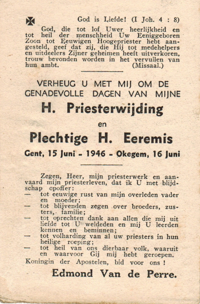 1946 - Van de Perre Edmond - Priesterwijding