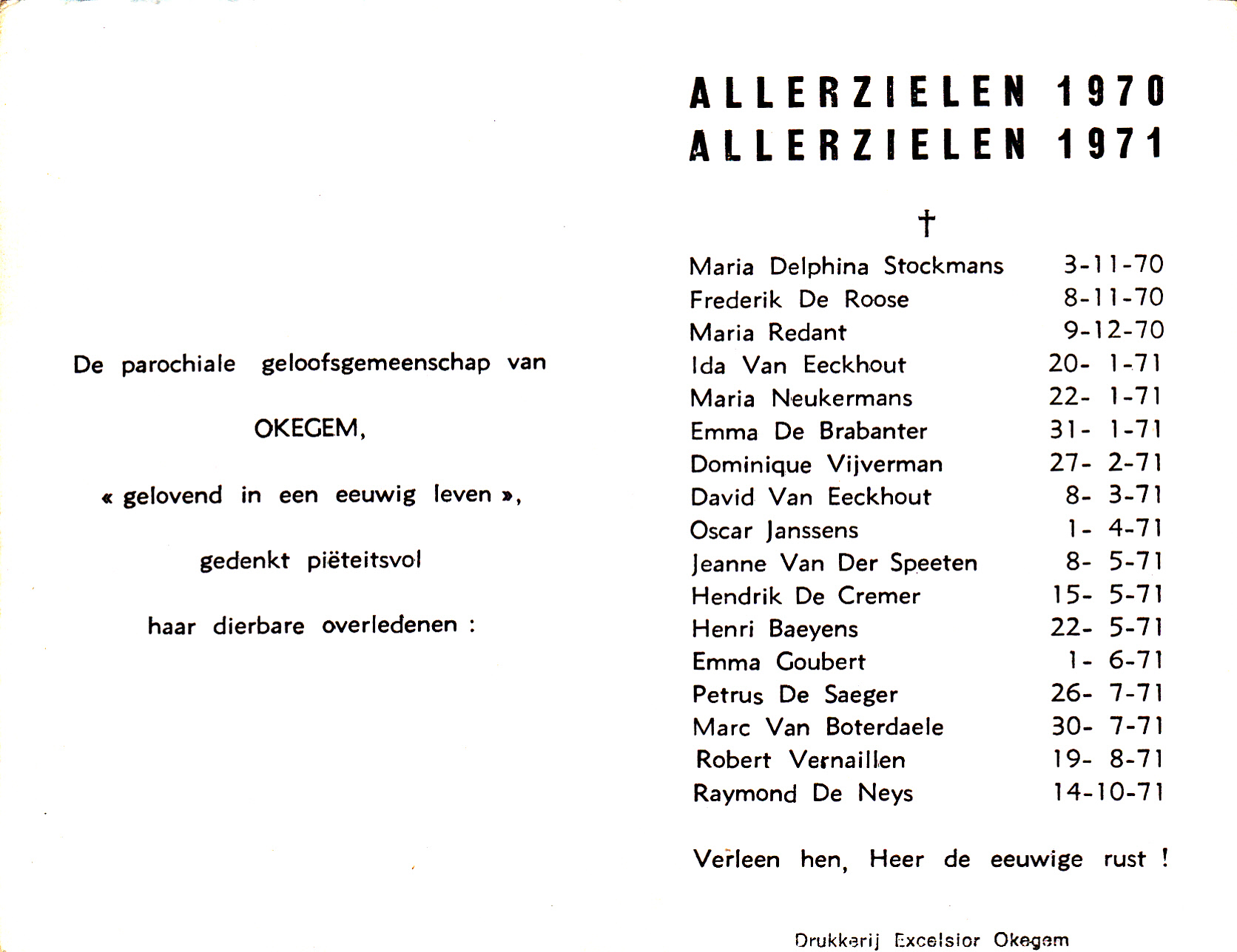 1971 - Allerzielen - Herdenking Overledenen