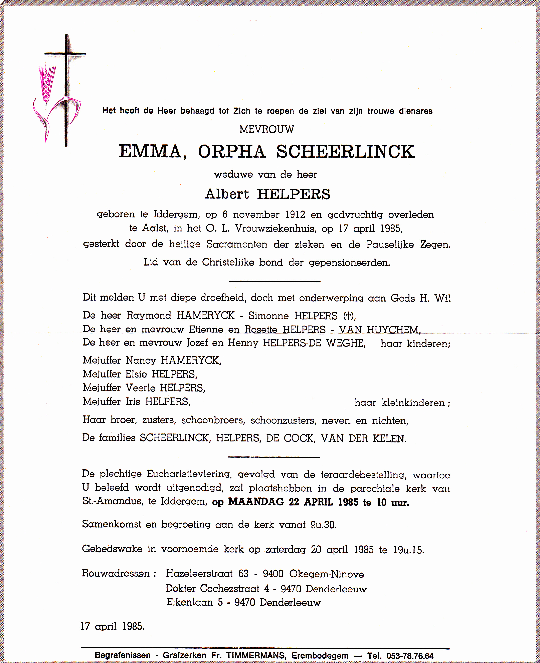 Scheerlinck Emma Orpha   