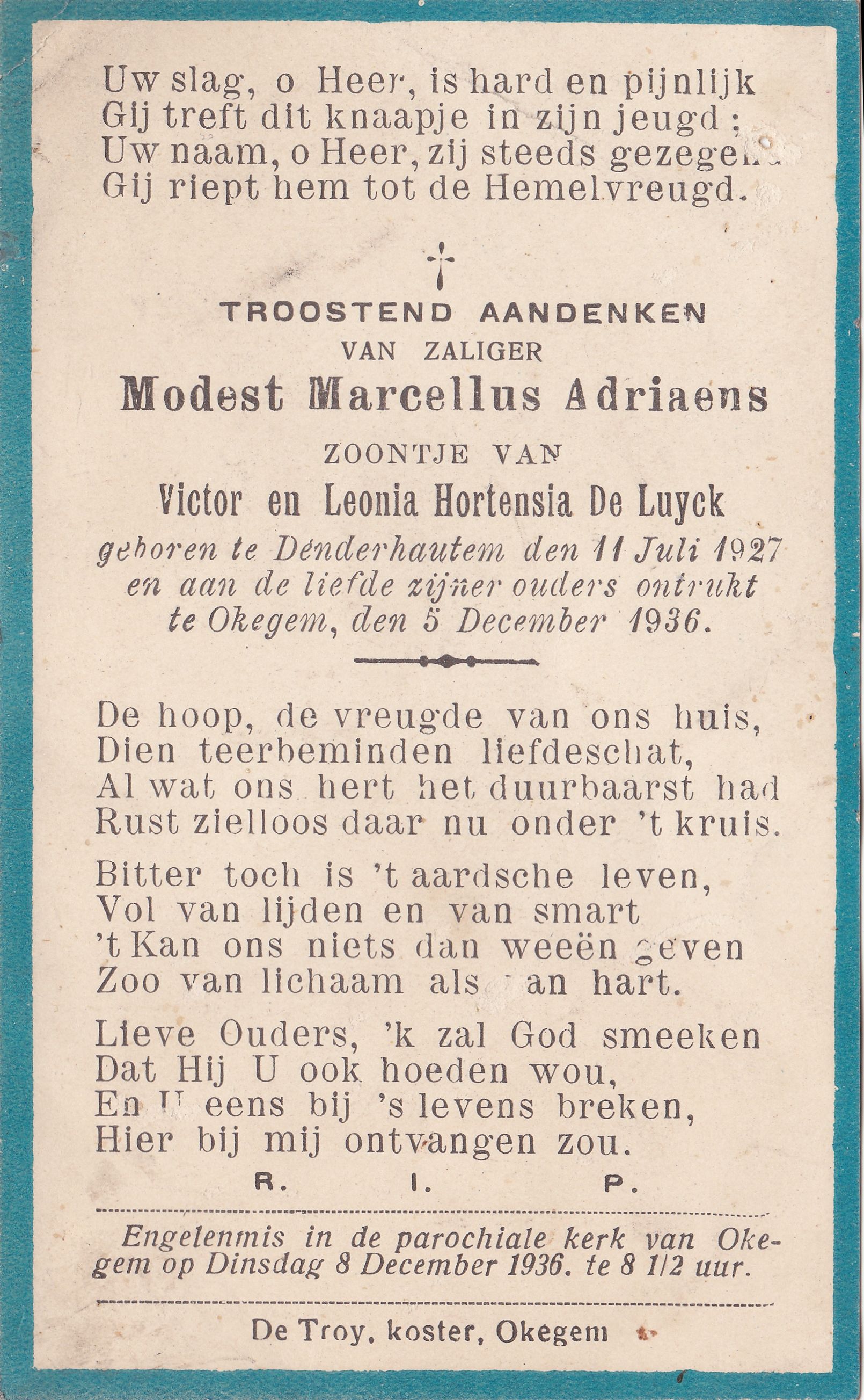 Adriaens Modest Marcellus