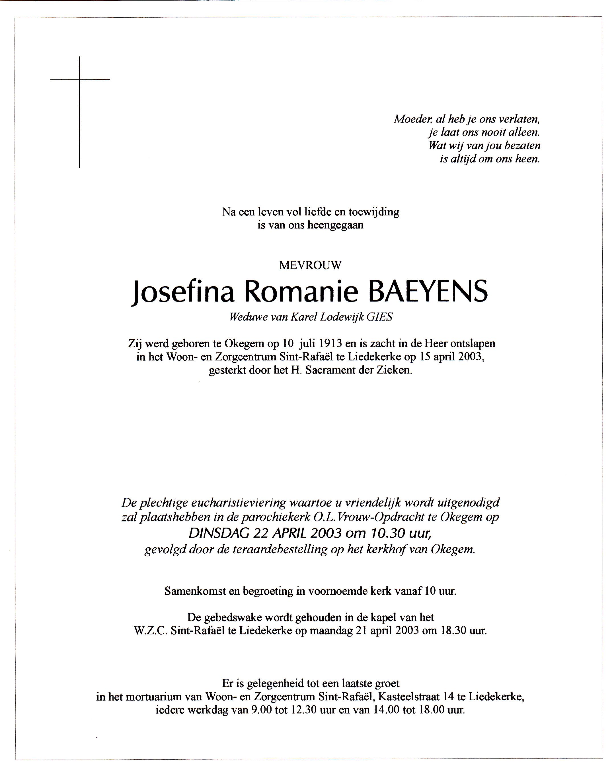 Baeyens Josefina Romanie    