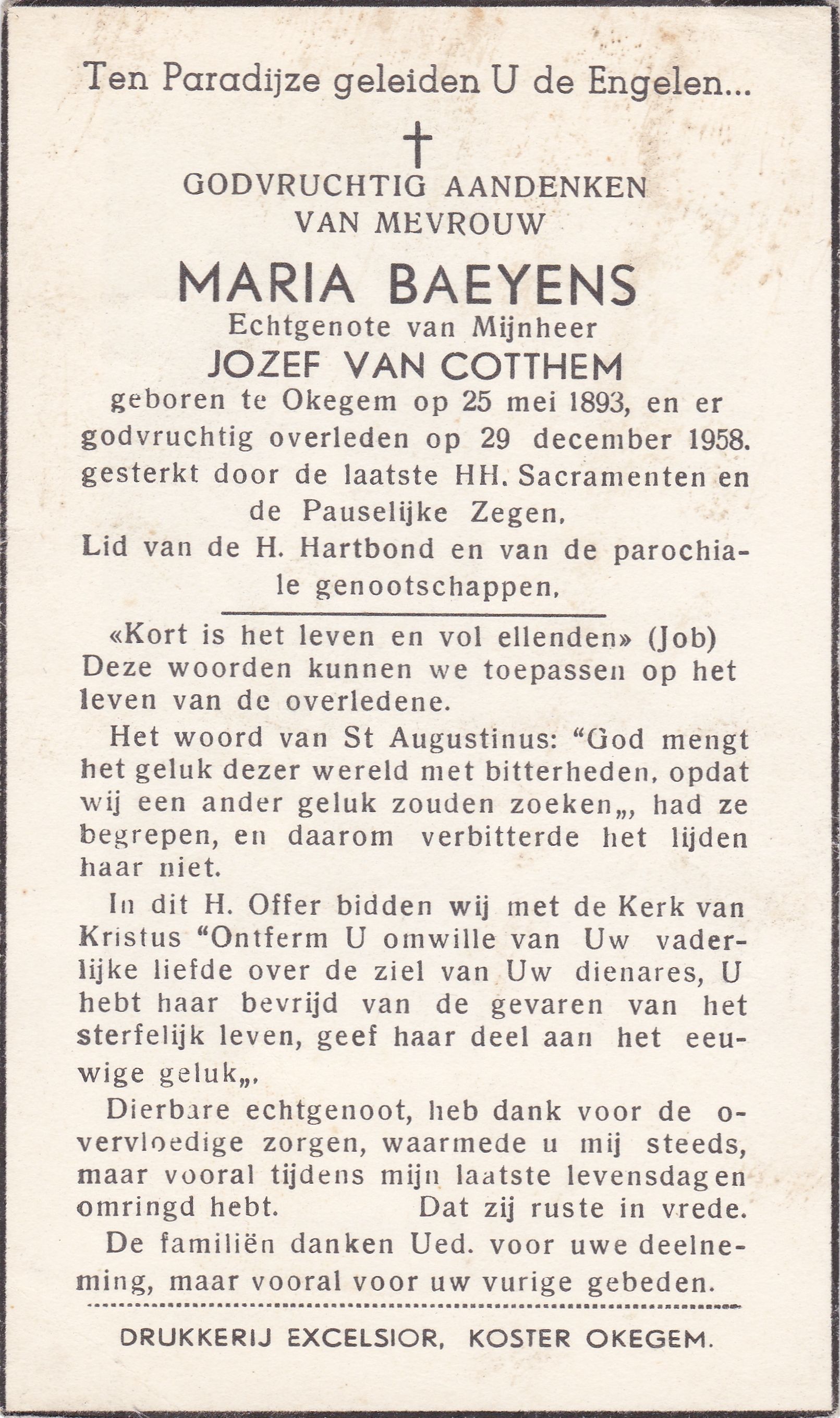 Baeyens Maria (x Van Cotthem)