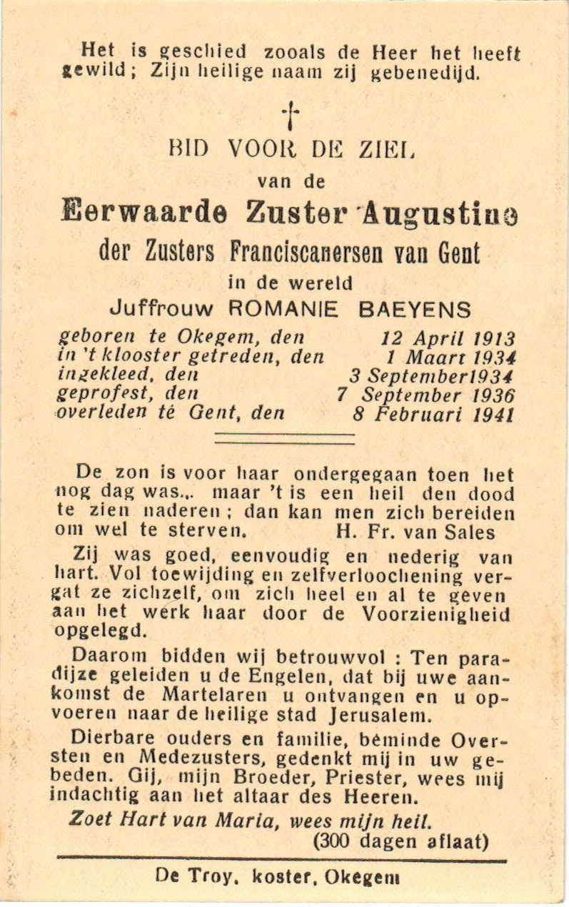 Baeyens Romanie (Zuster Augustine)