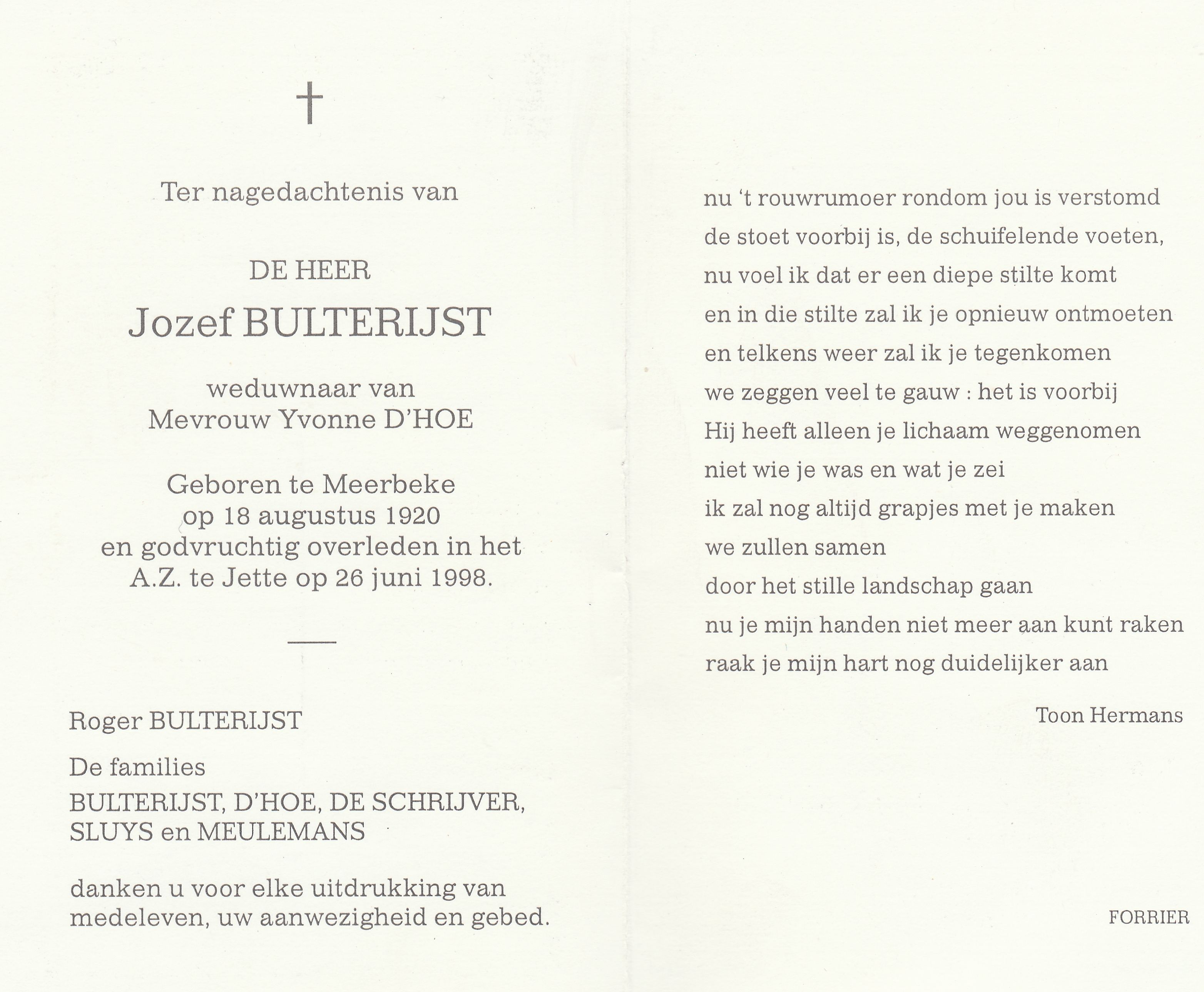 Butterijst Jozef