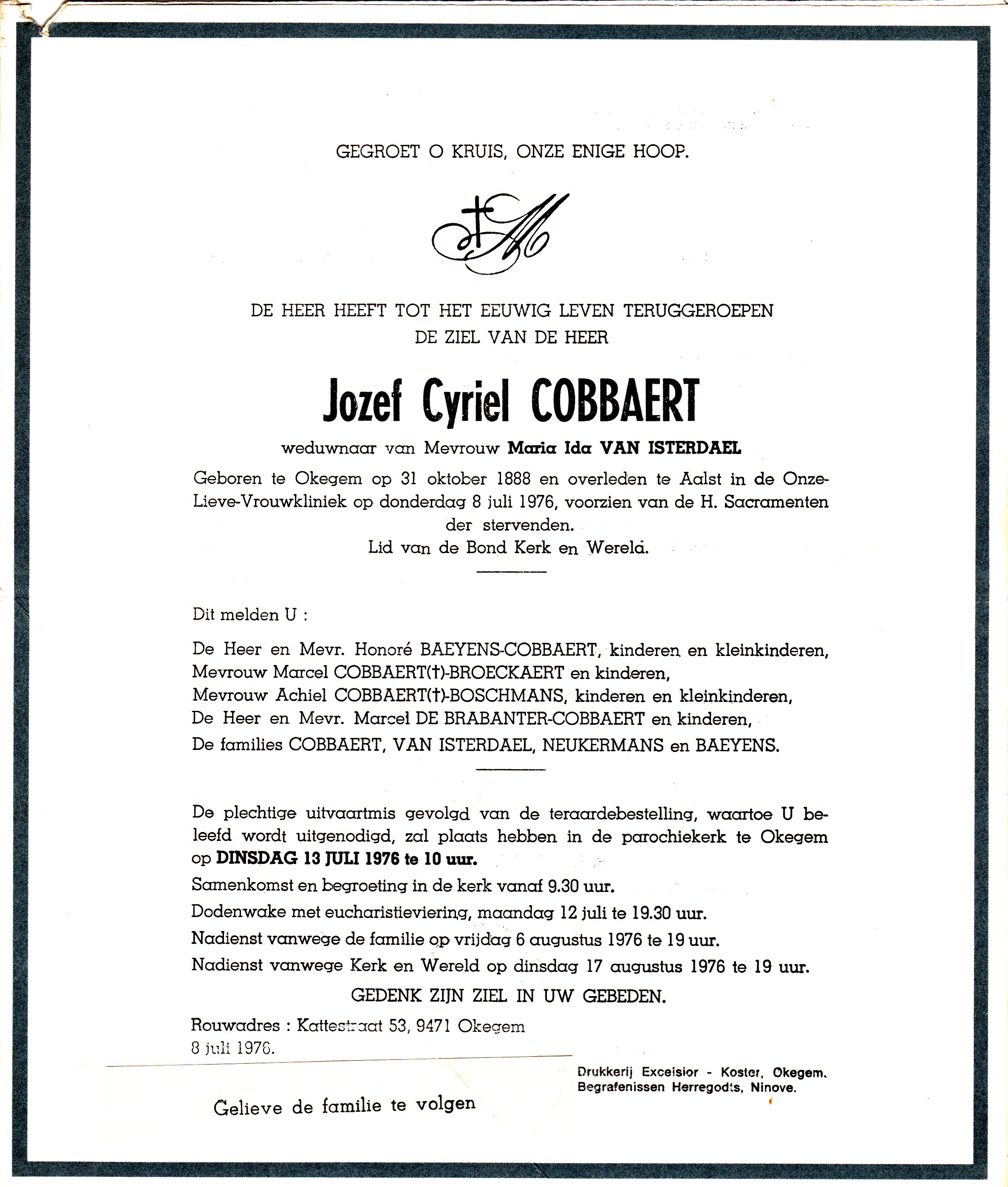 Cobbaert Jozef Cyriel 