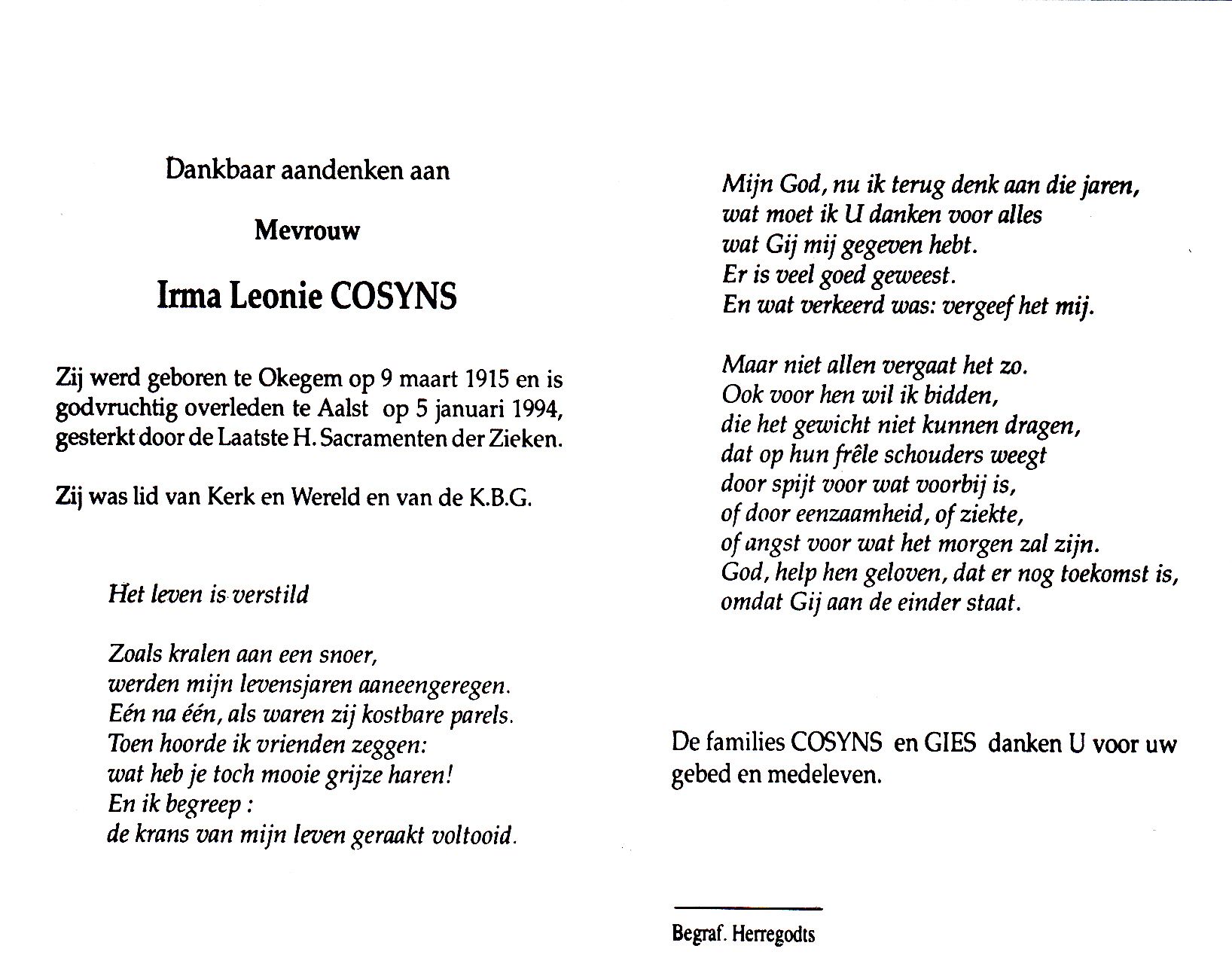 Cosijns Irma Leonie