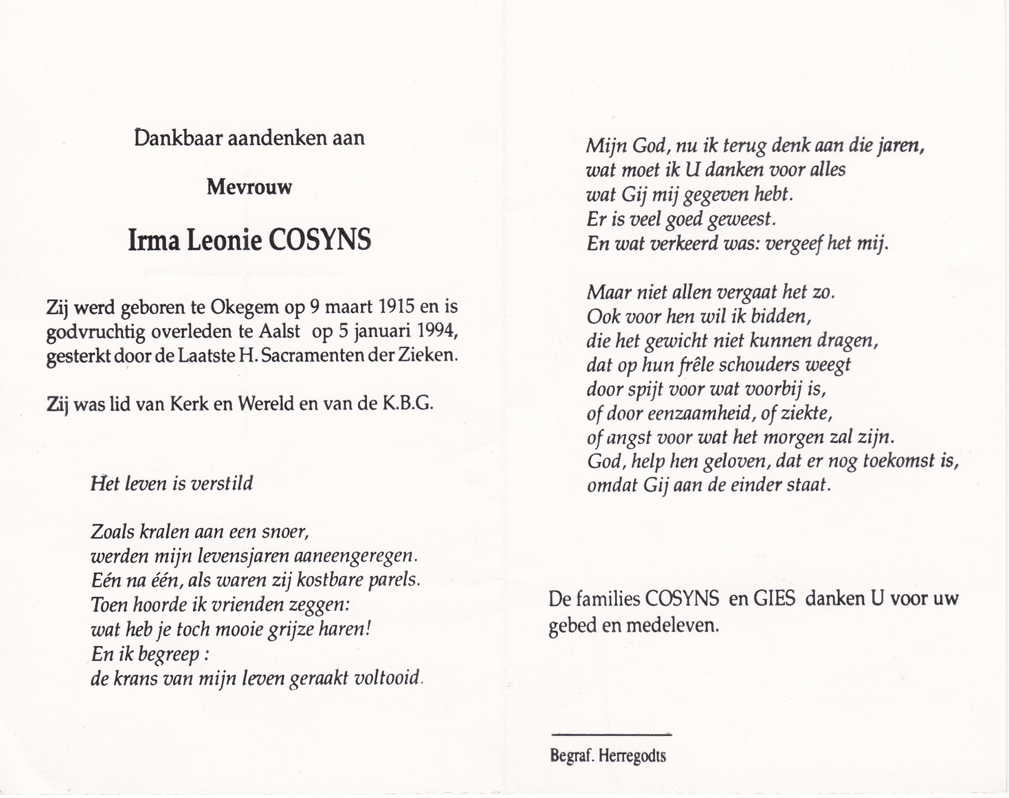 Cosyns Irma Leonie