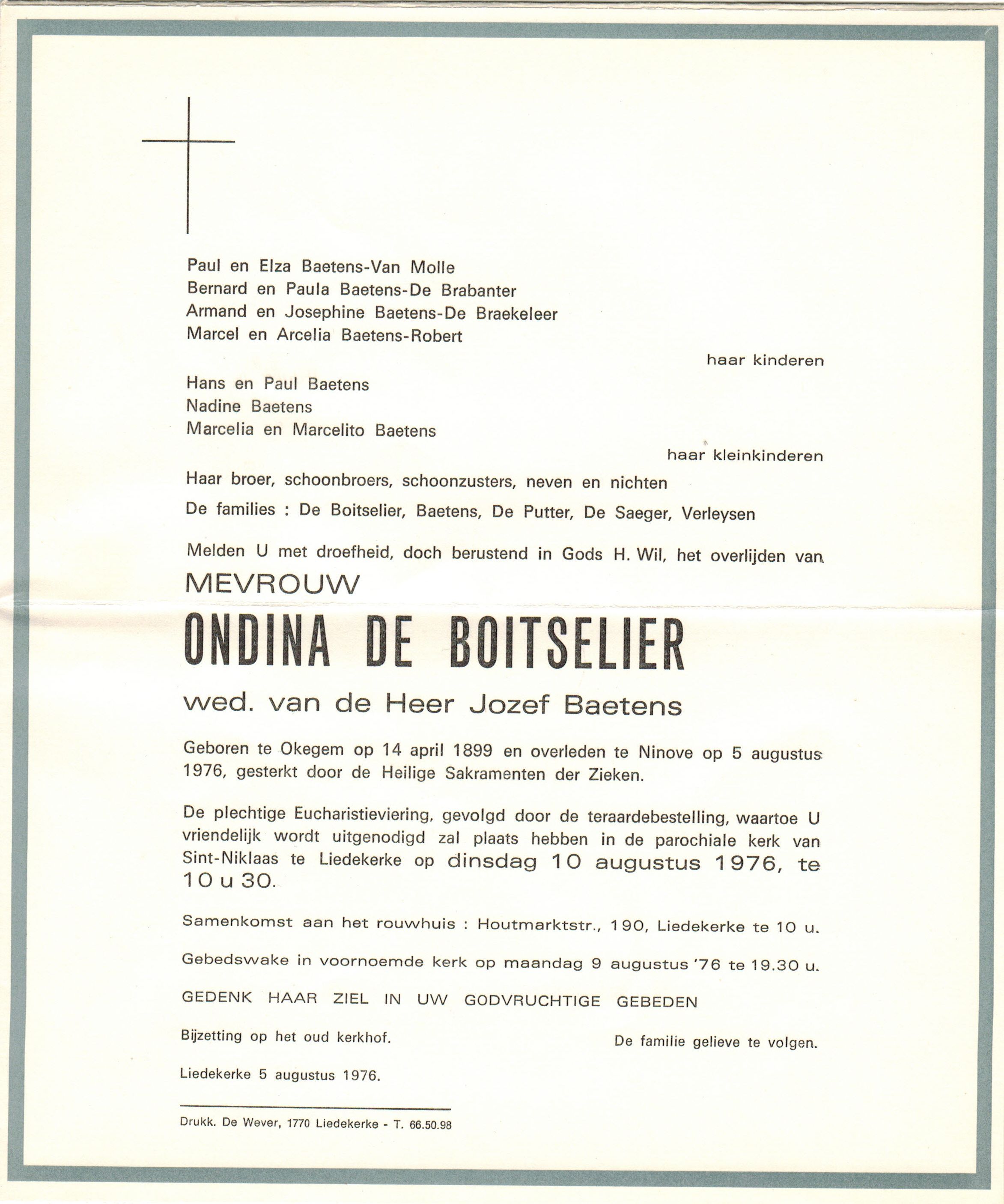 De Boitselier Ondina  