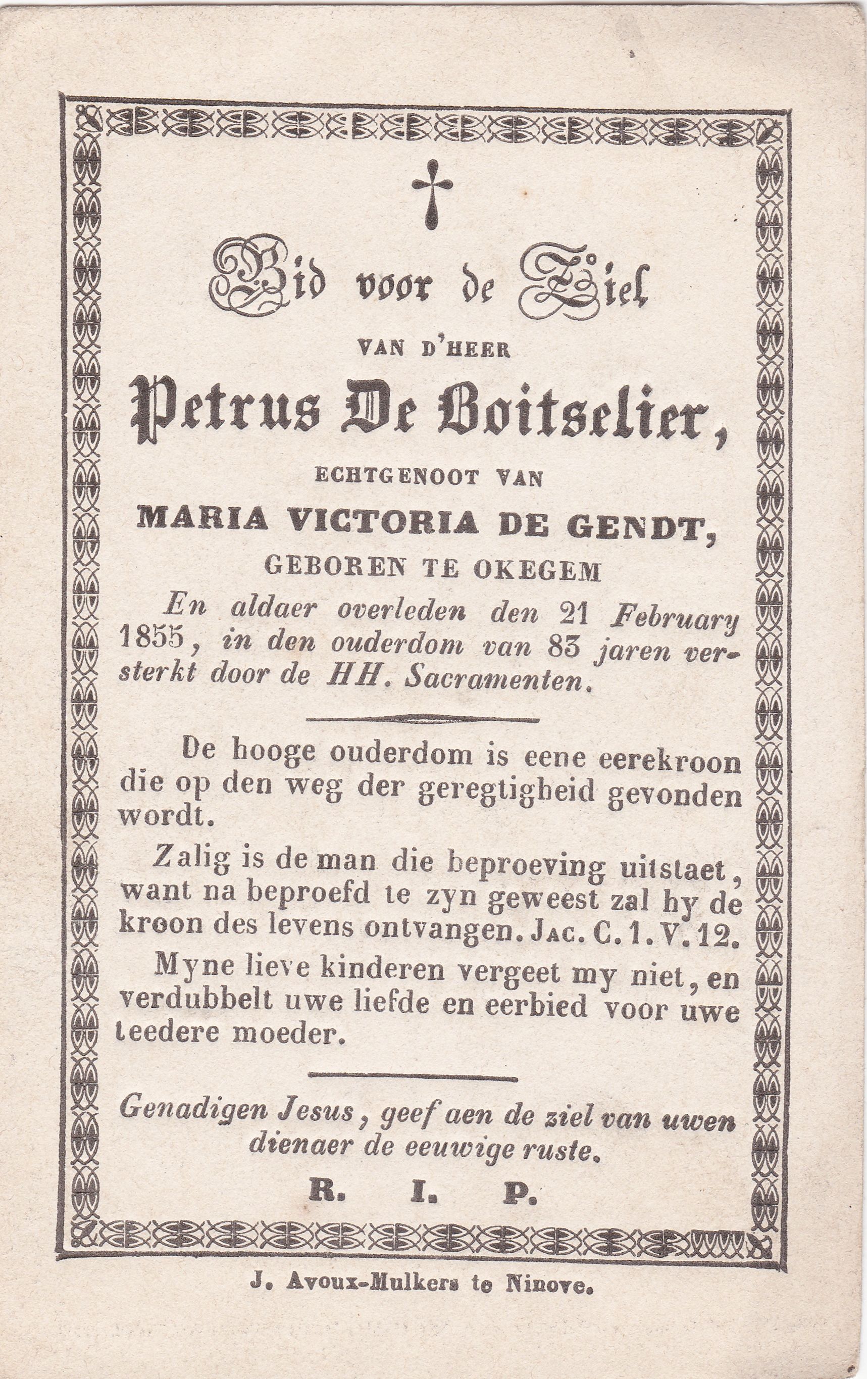 De Boitselier Petrus (x De Gendt)