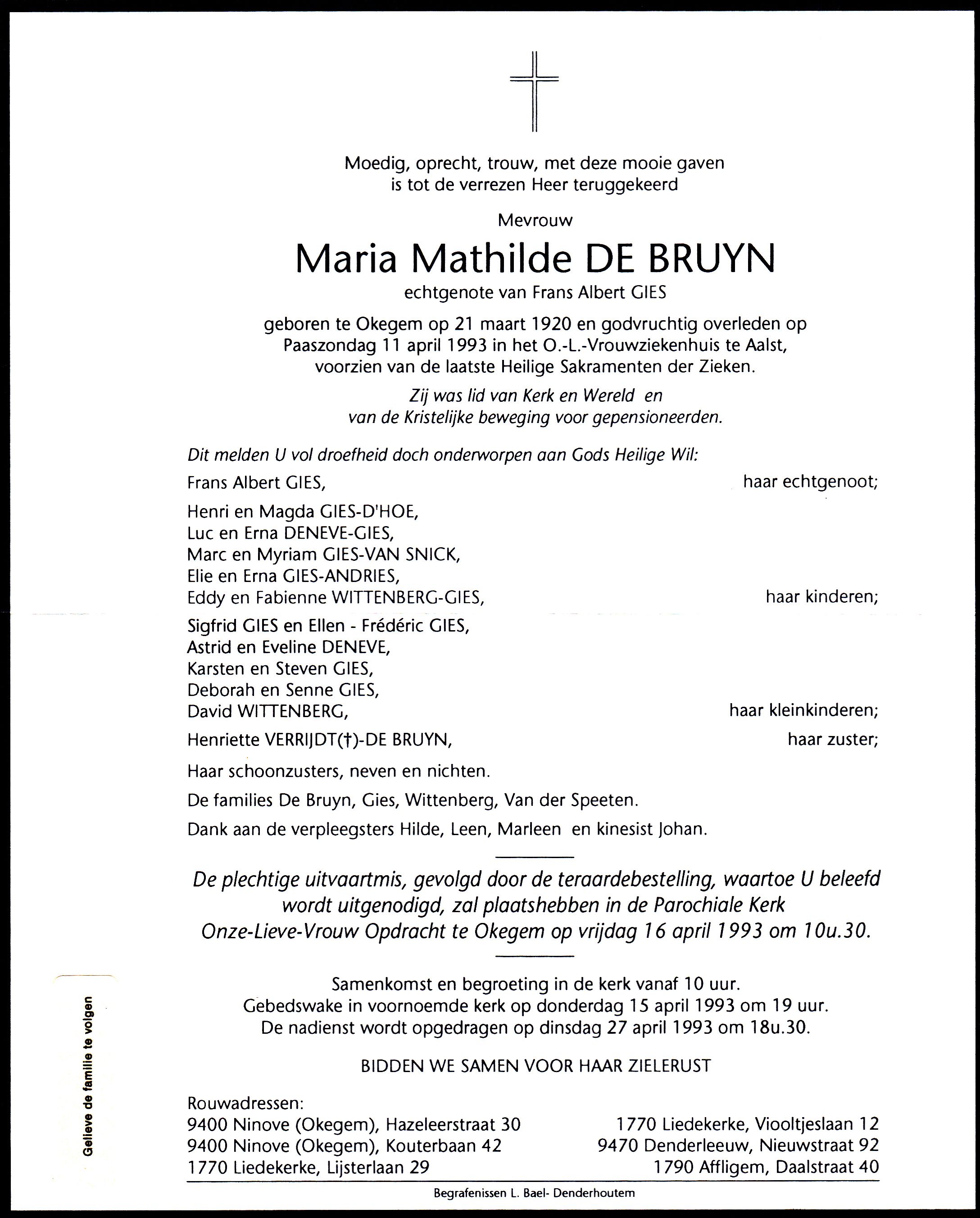 De Bruyn Maria Mathilde 