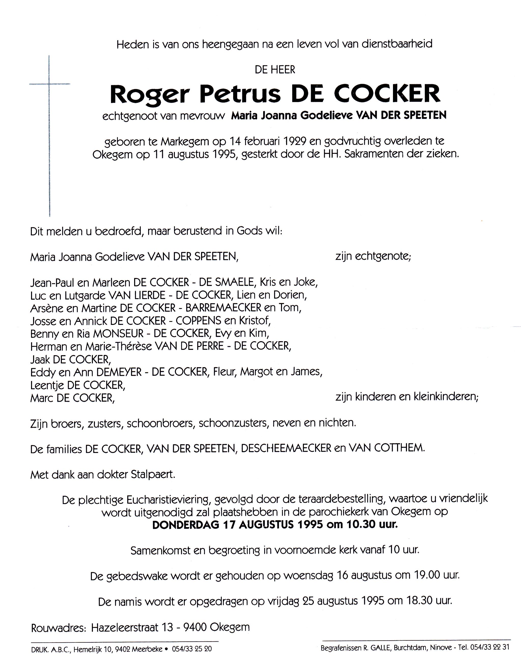 De Cocker Roger Petrus 