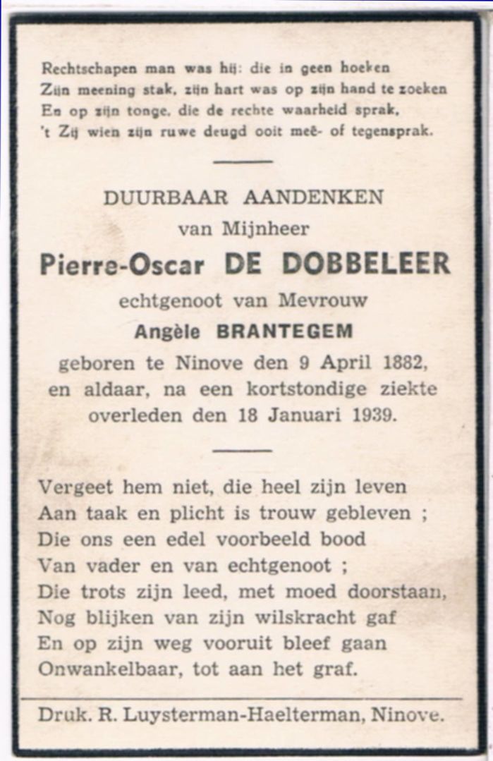 De Dobbeleer Pierre Oscar