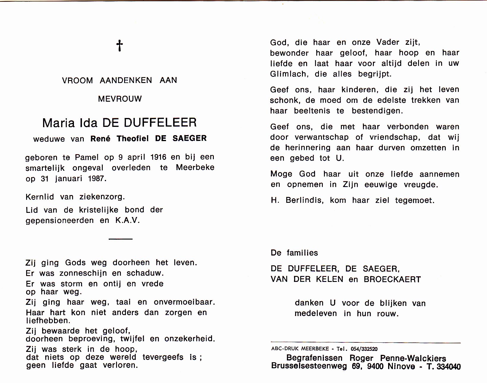 De Duffeleer Maria Ida