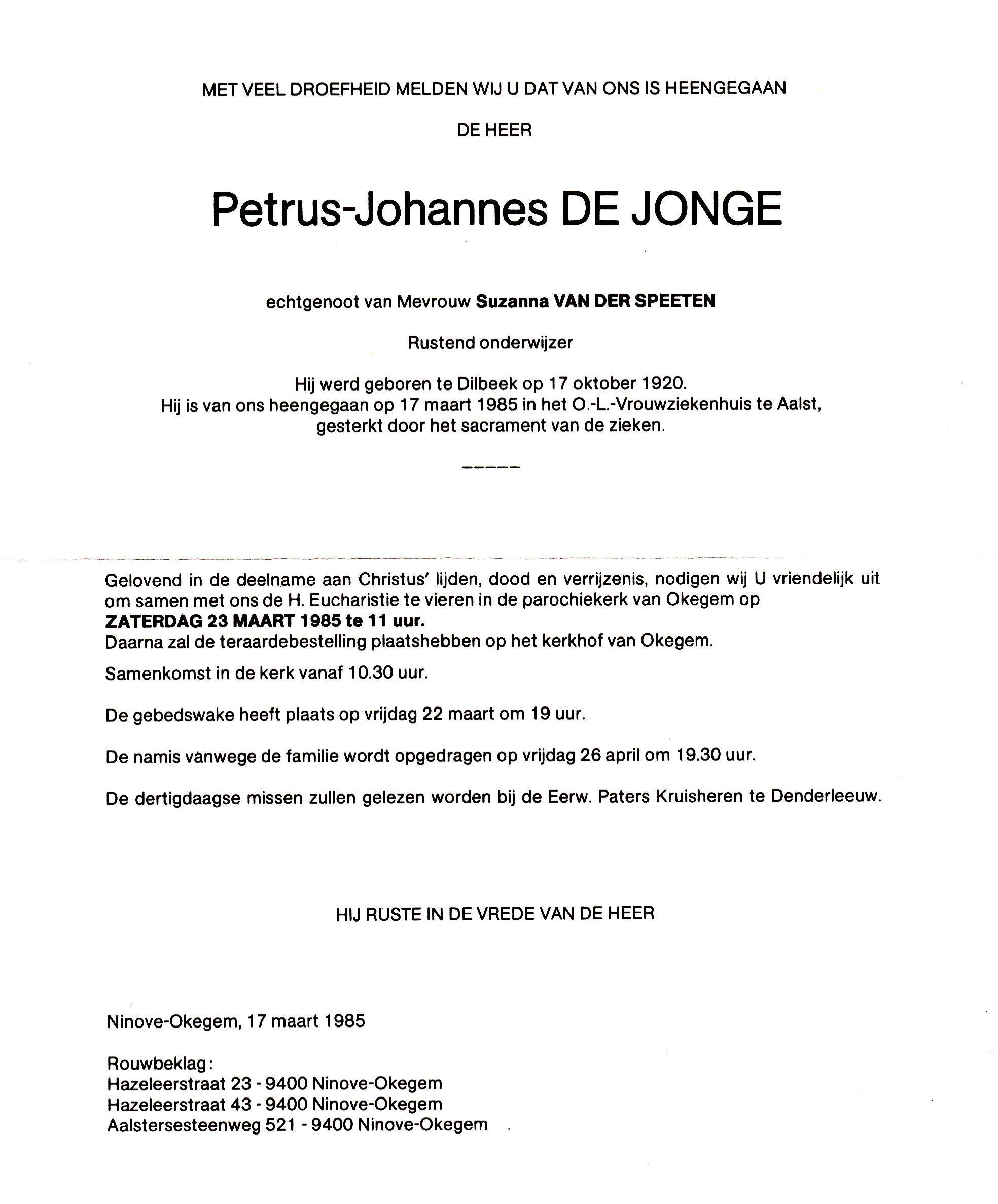 De Jonge Petrus Johannes  