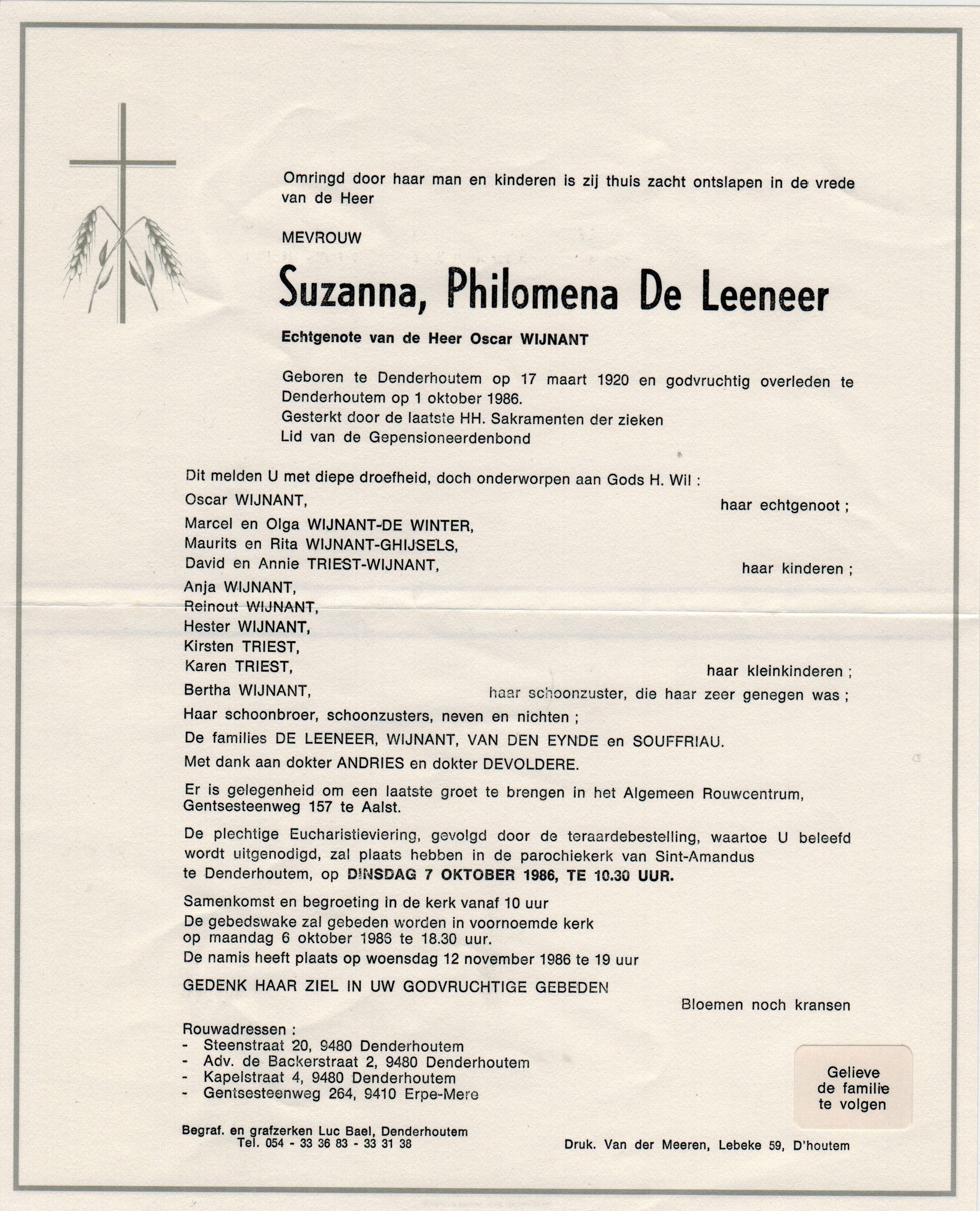 De Leeneer Suzanna Philomena