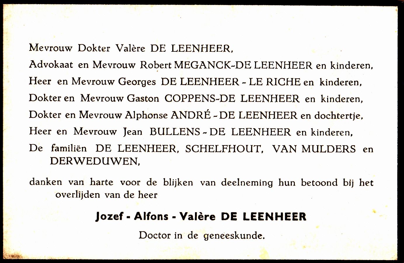 De Leenheer Jozef Alphonse Valère    