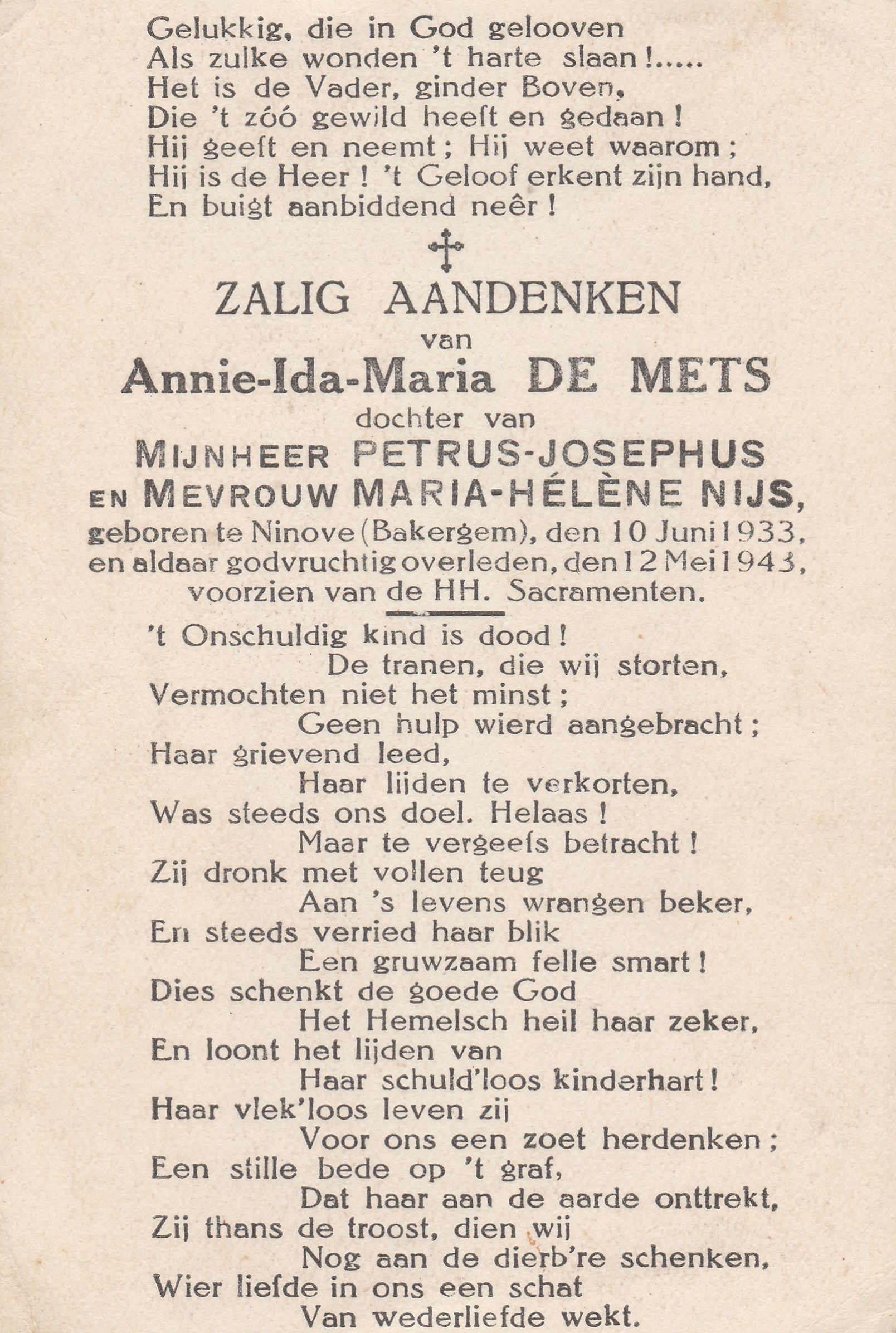 De Mets Annie Ida Maria