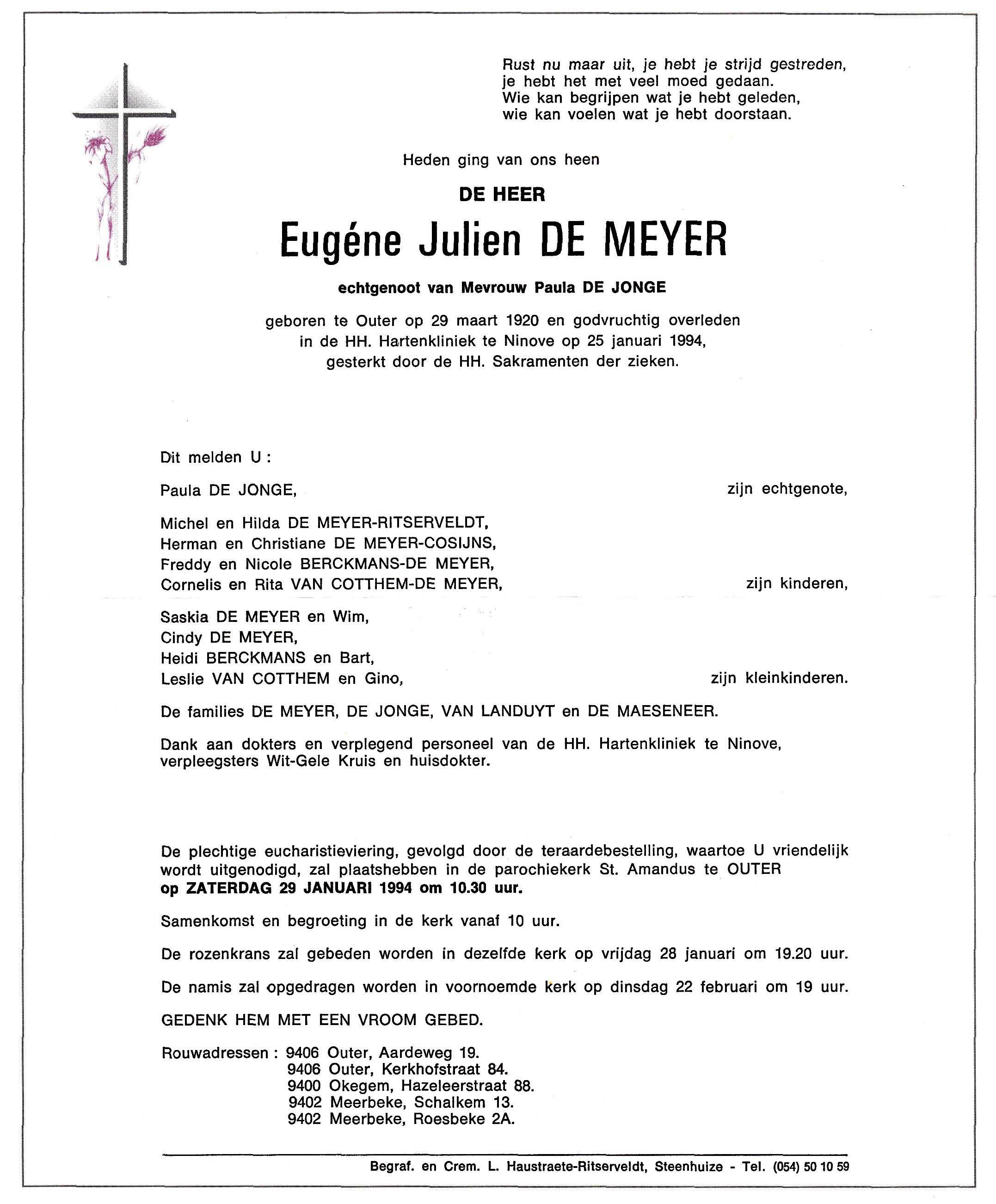 De Meyer Eugéne Julien   