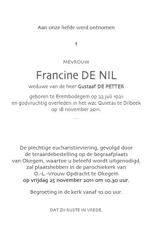 De Nil Francine     