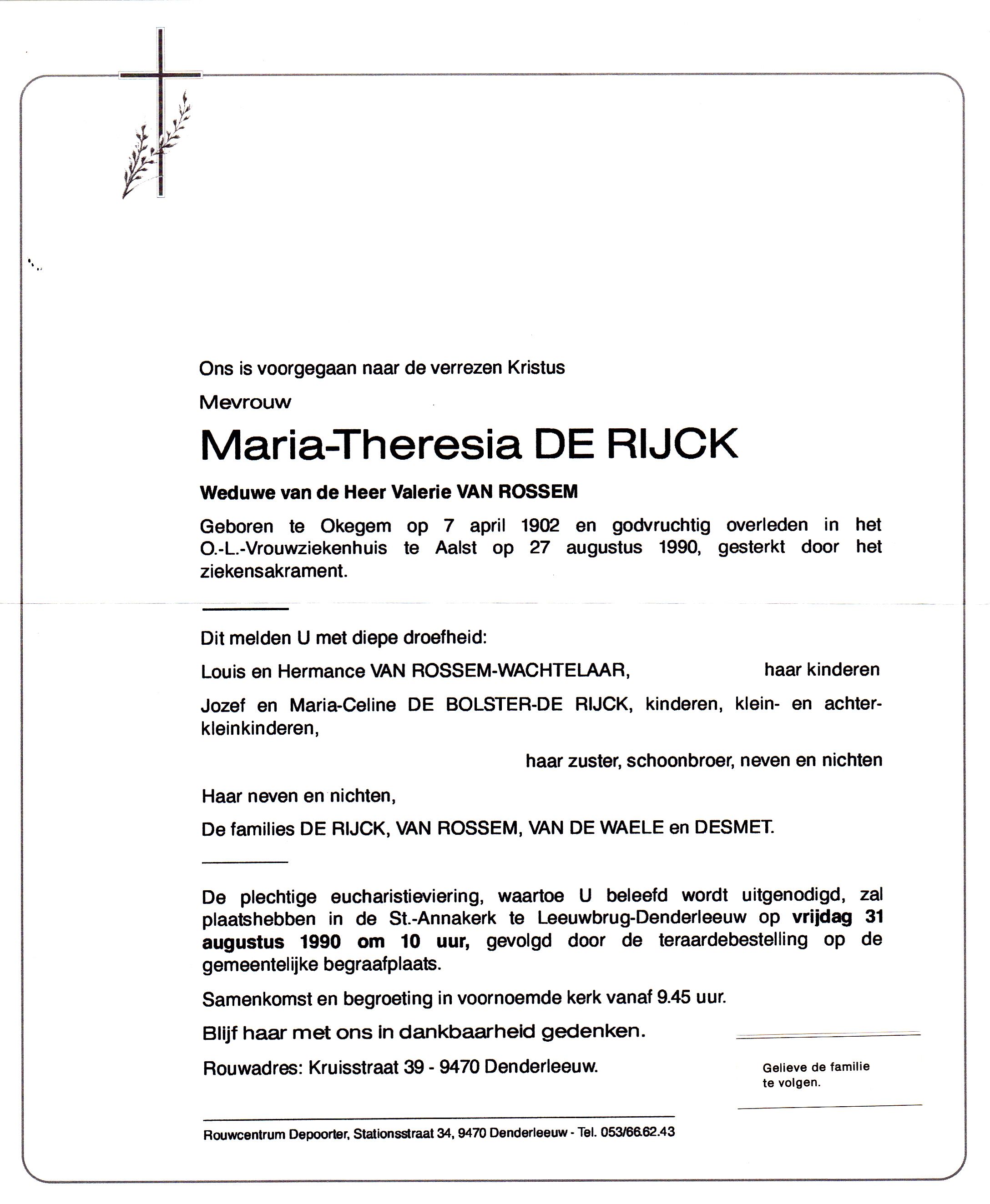 De Rijck Maria Theresia 