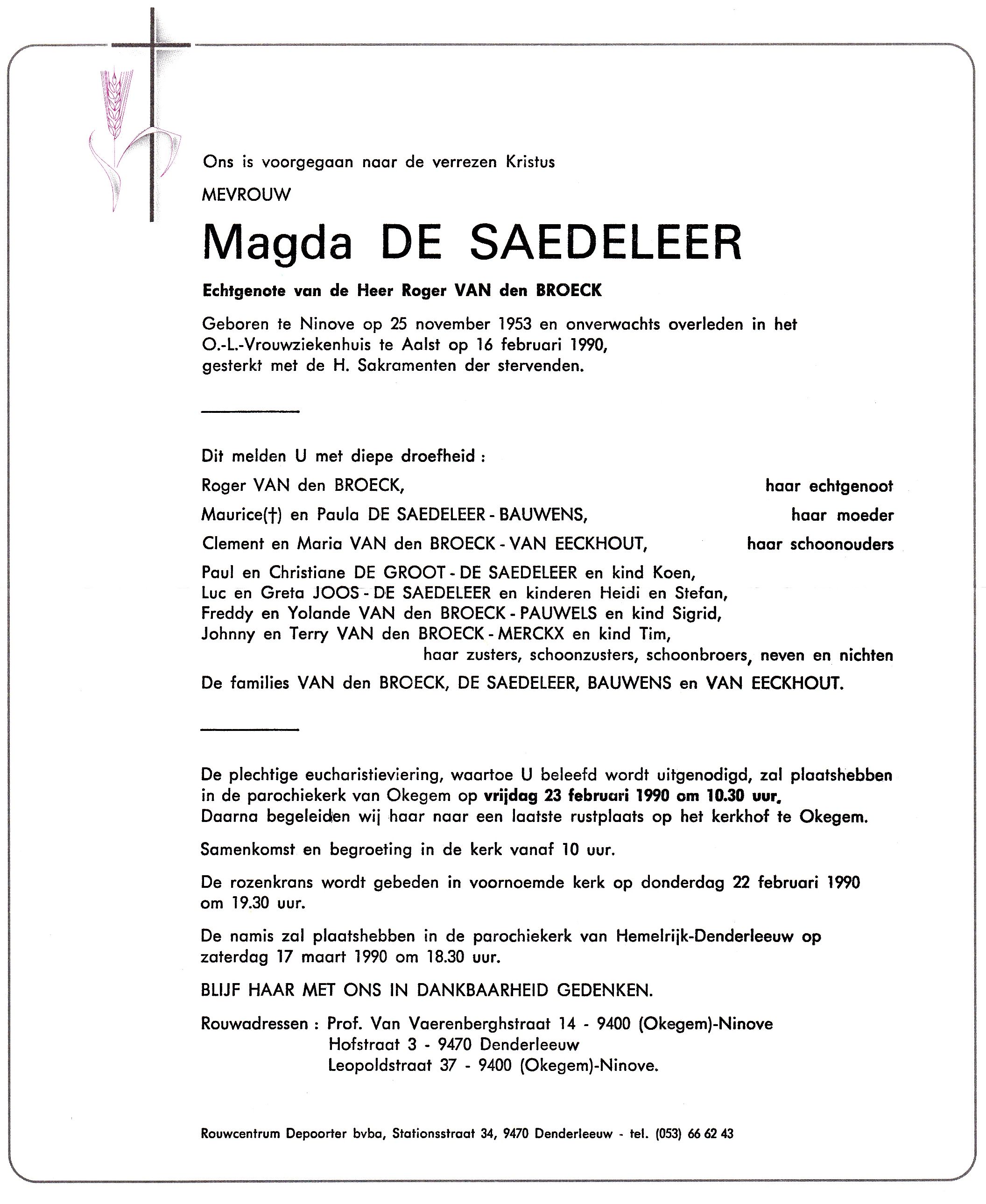 De Saedeleer Magda 