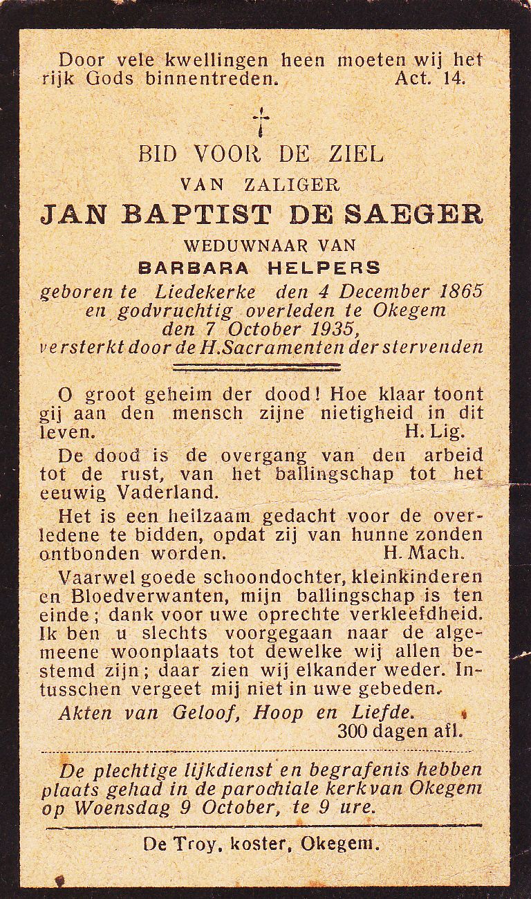 De Saeger Jan Baptist