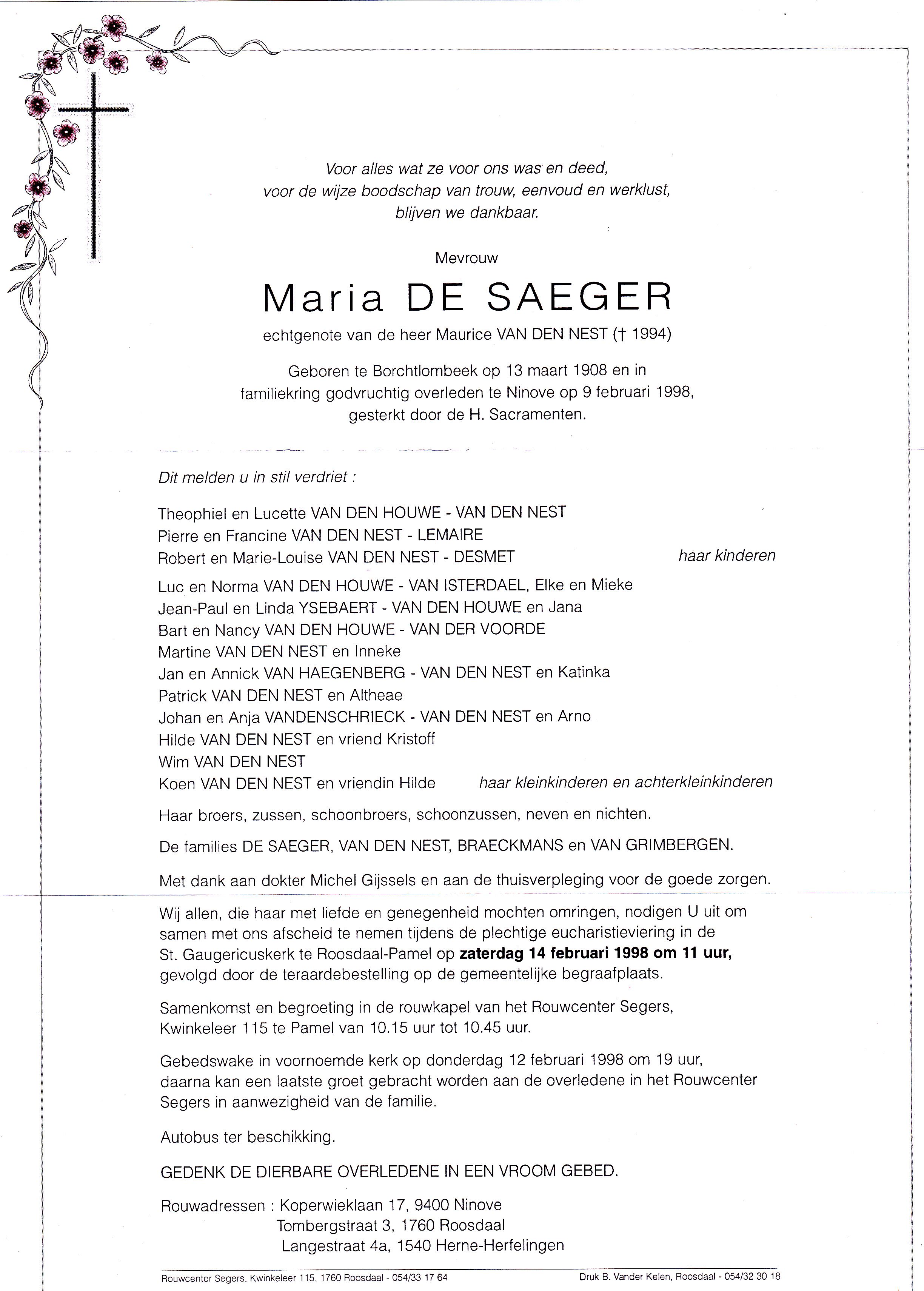 De Saeger Maria    