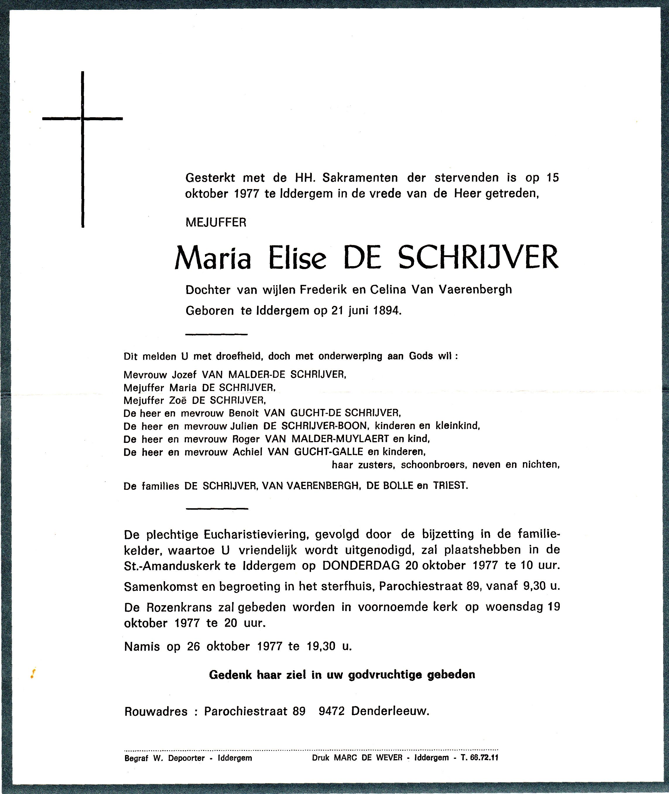 De Schrijver Maria Elise 