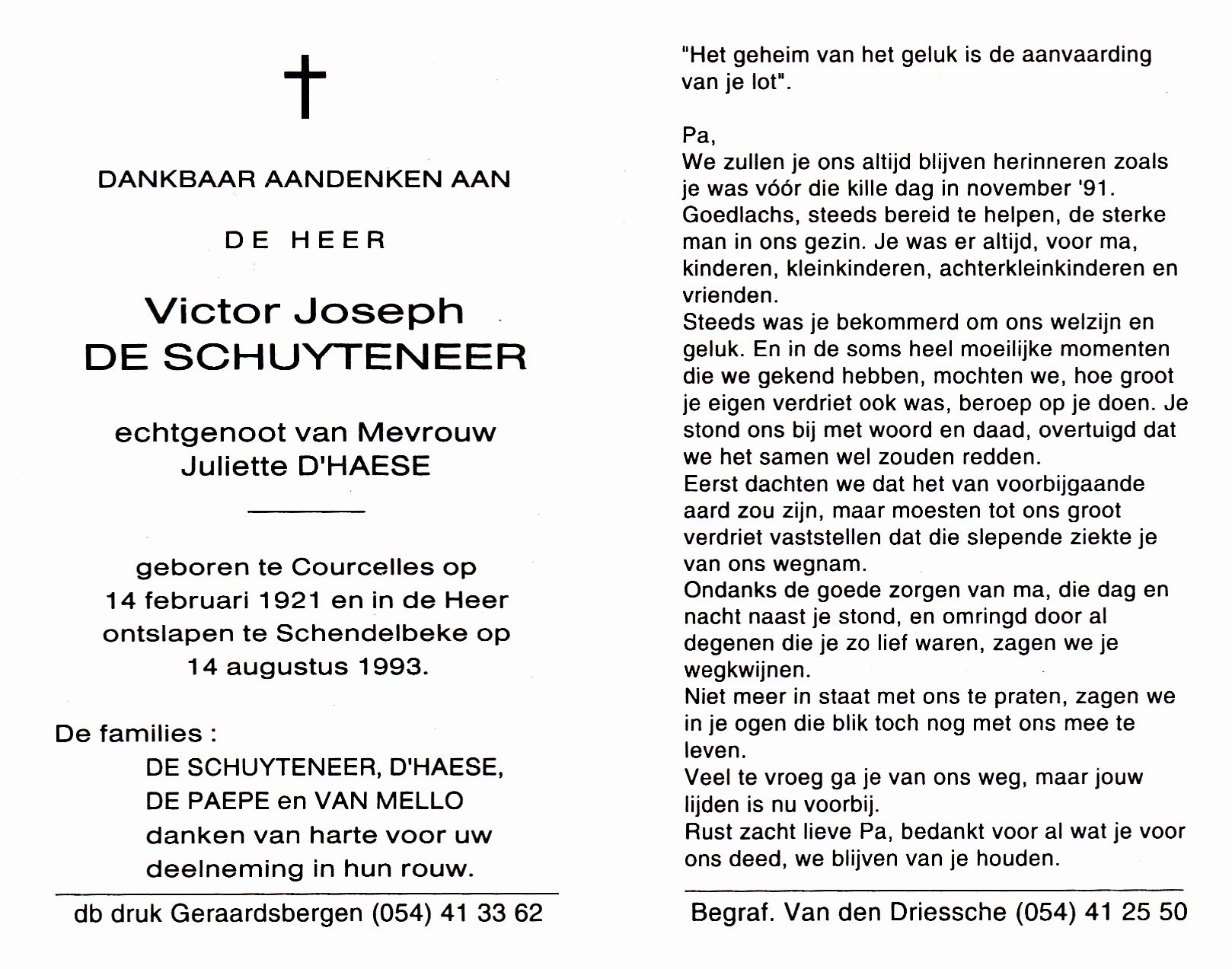 De Schuyteneer Victor Joseph