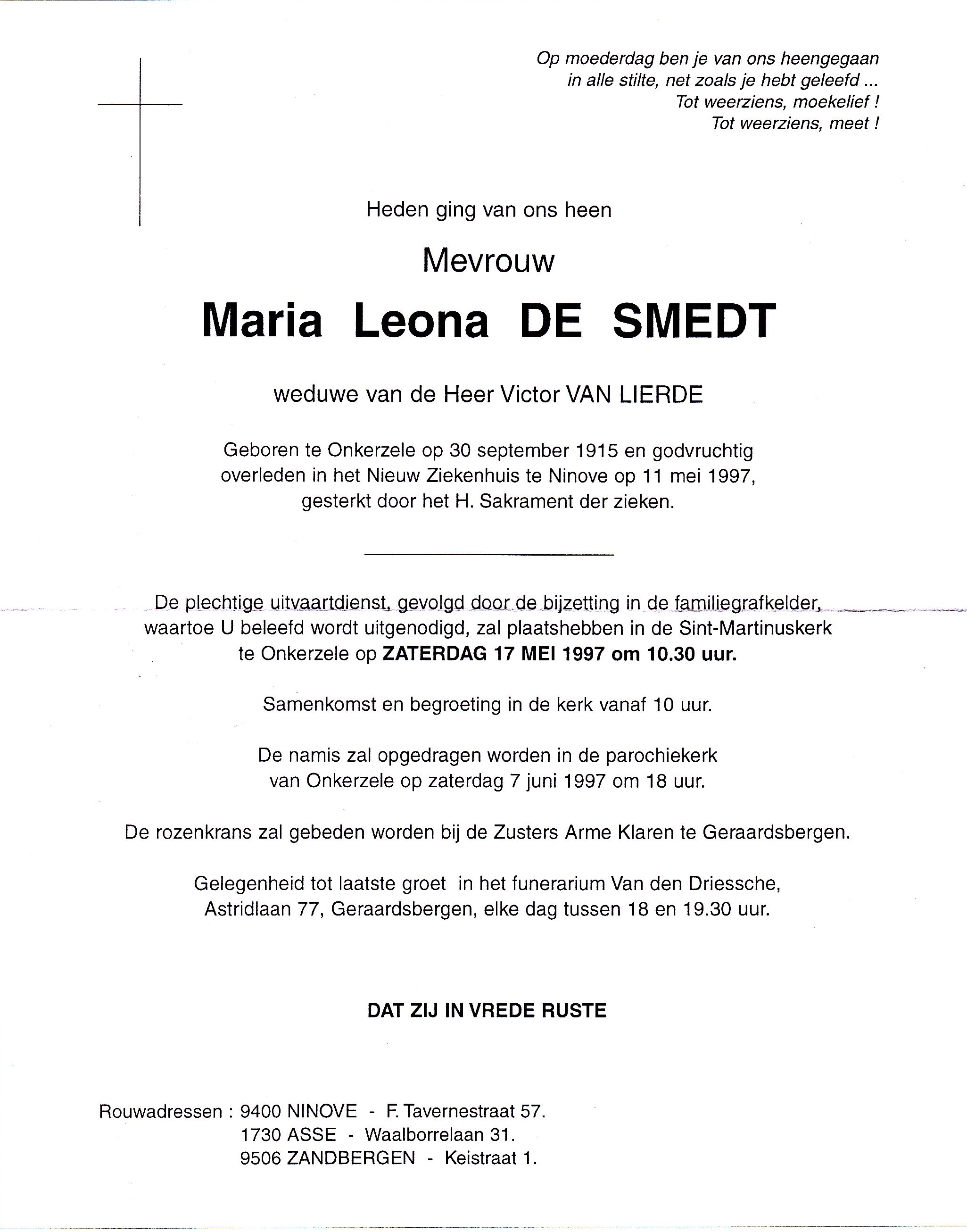 De Smedt Maria Leona   