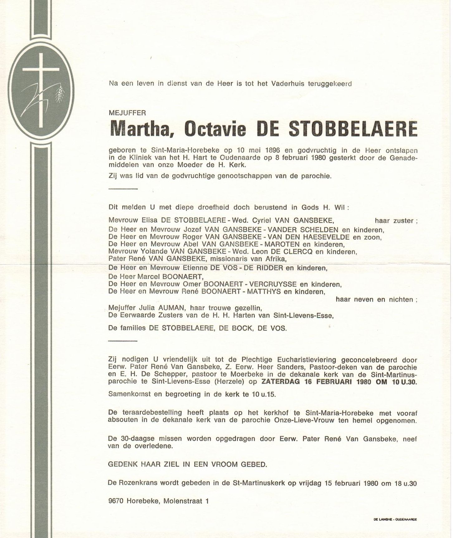 De Stobbelaere Martha Octavie