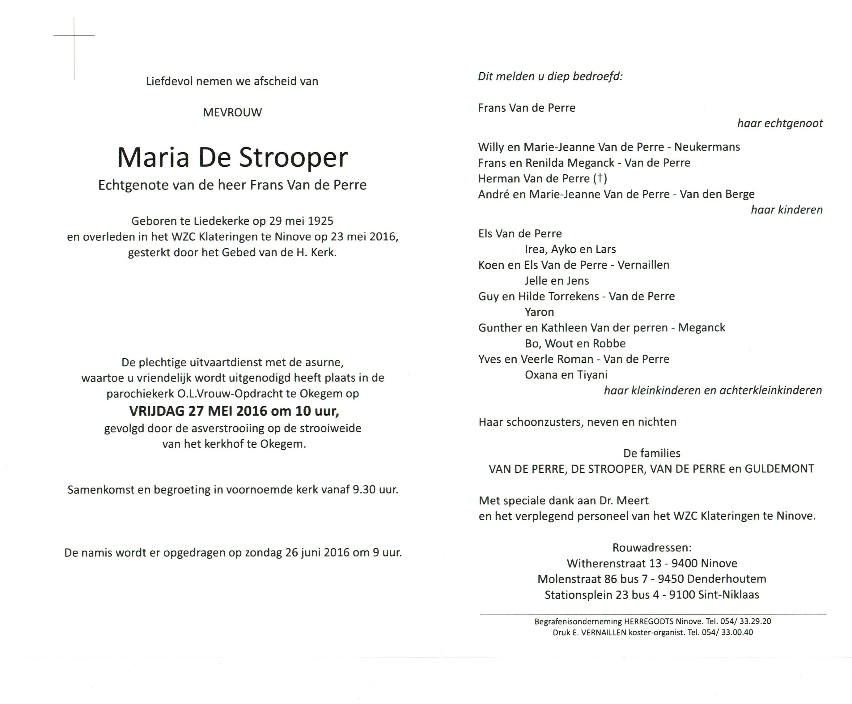 De Strooper Maria    