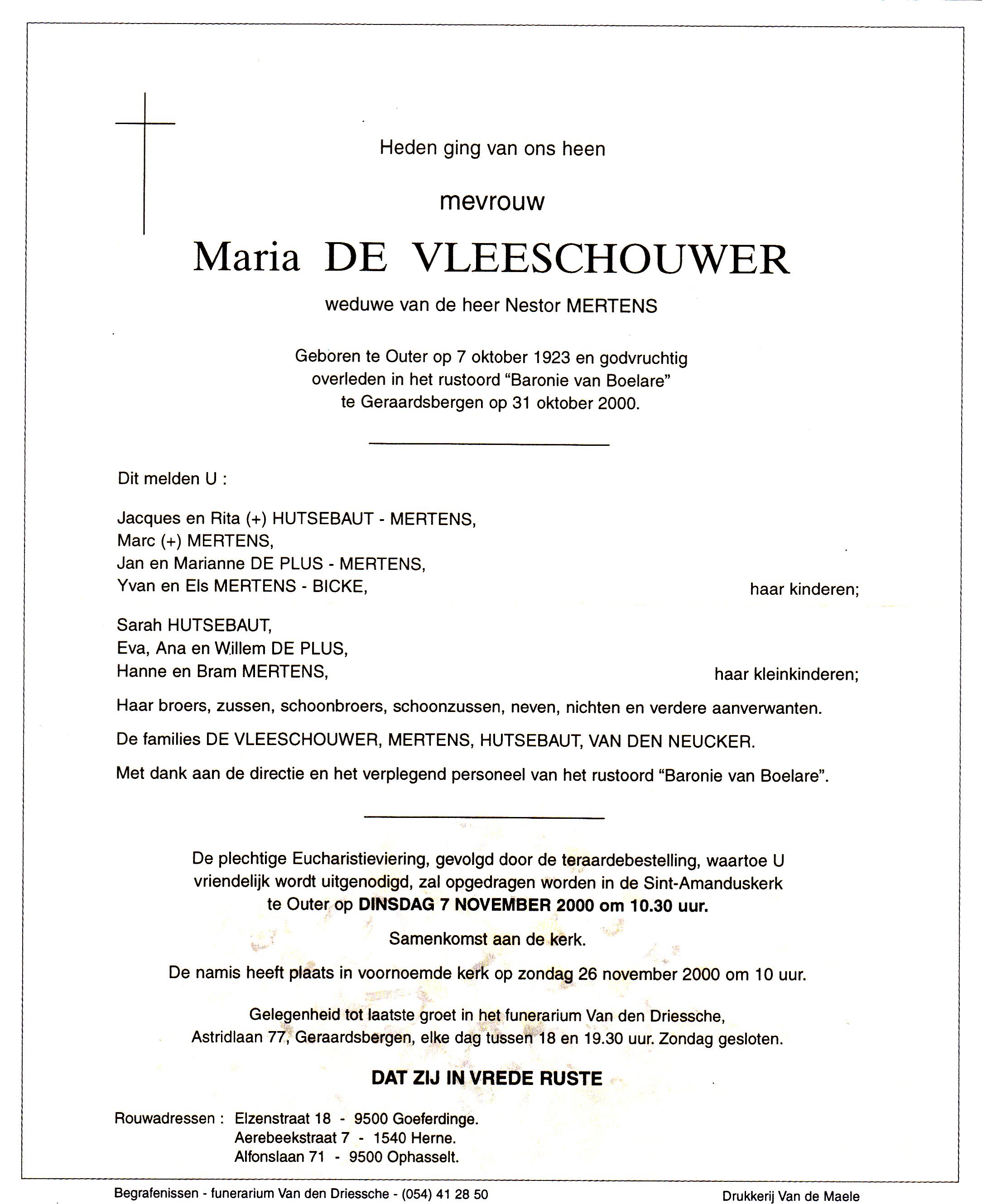 De Vleeschouwer Maria 