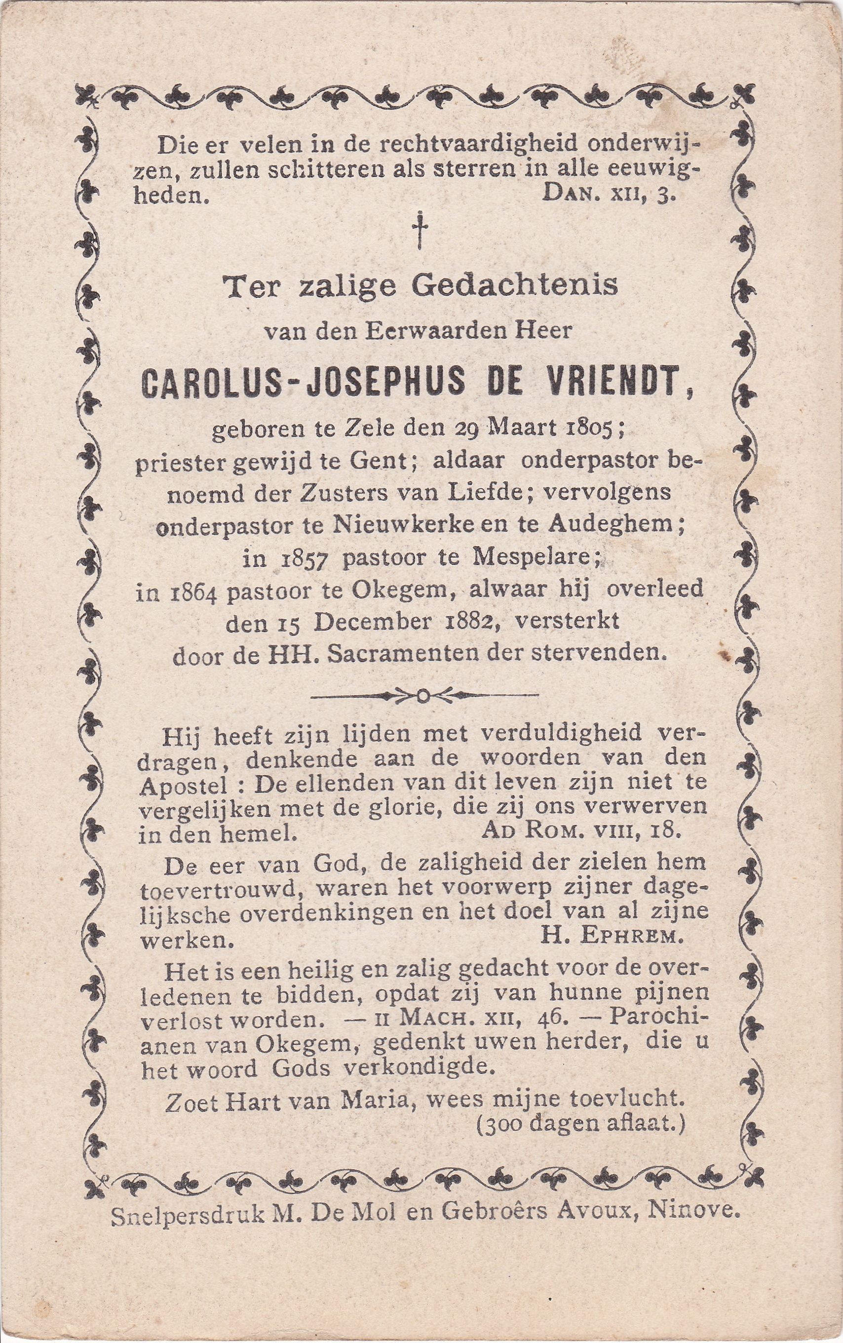 De Vriendt Carolus Josephus