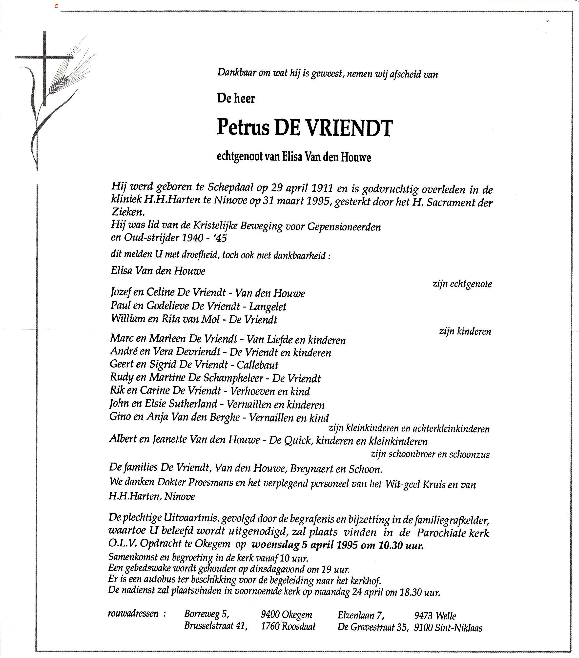 De Vriendt Petrus 