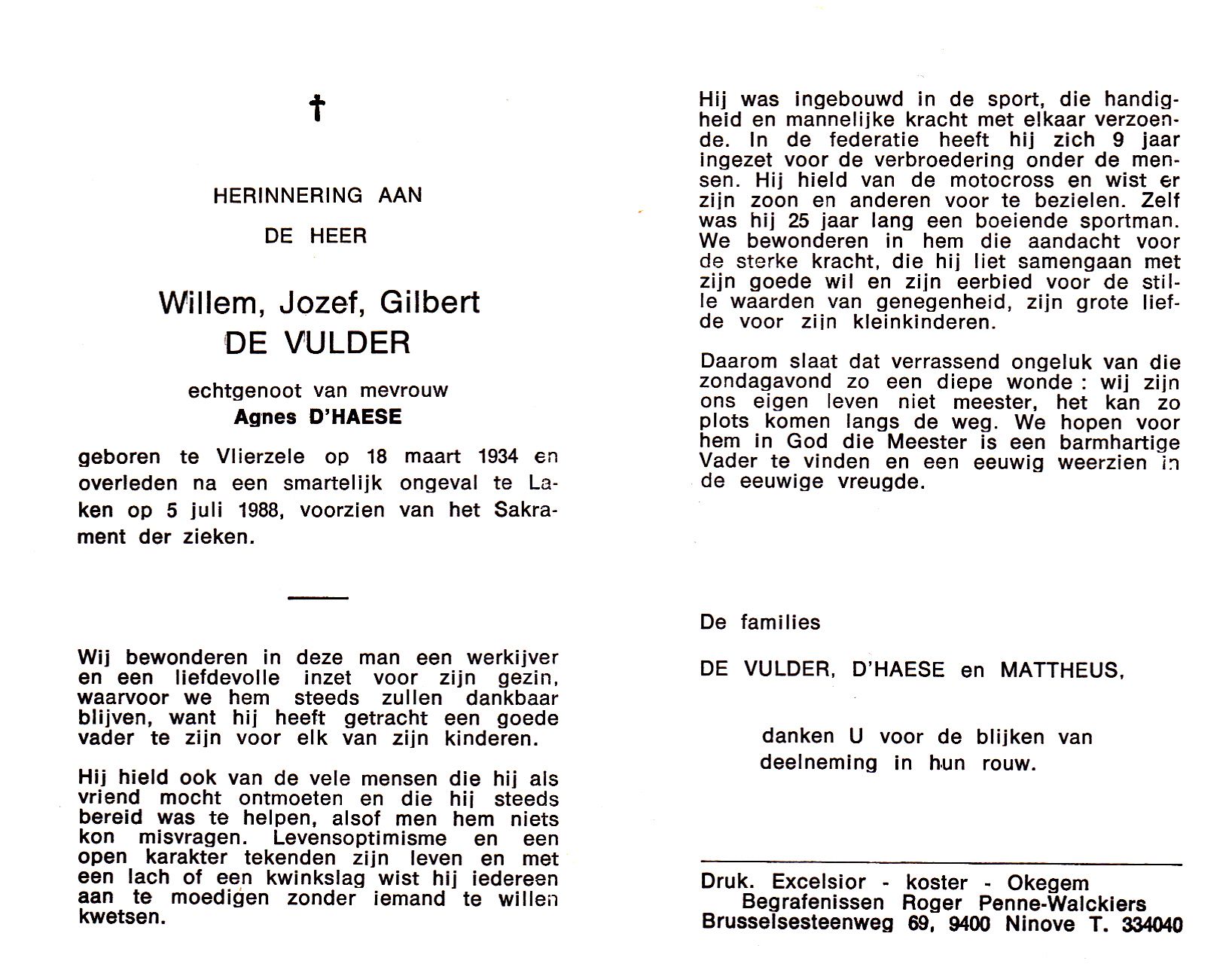 De Vulder Willem Jozef Gilbert