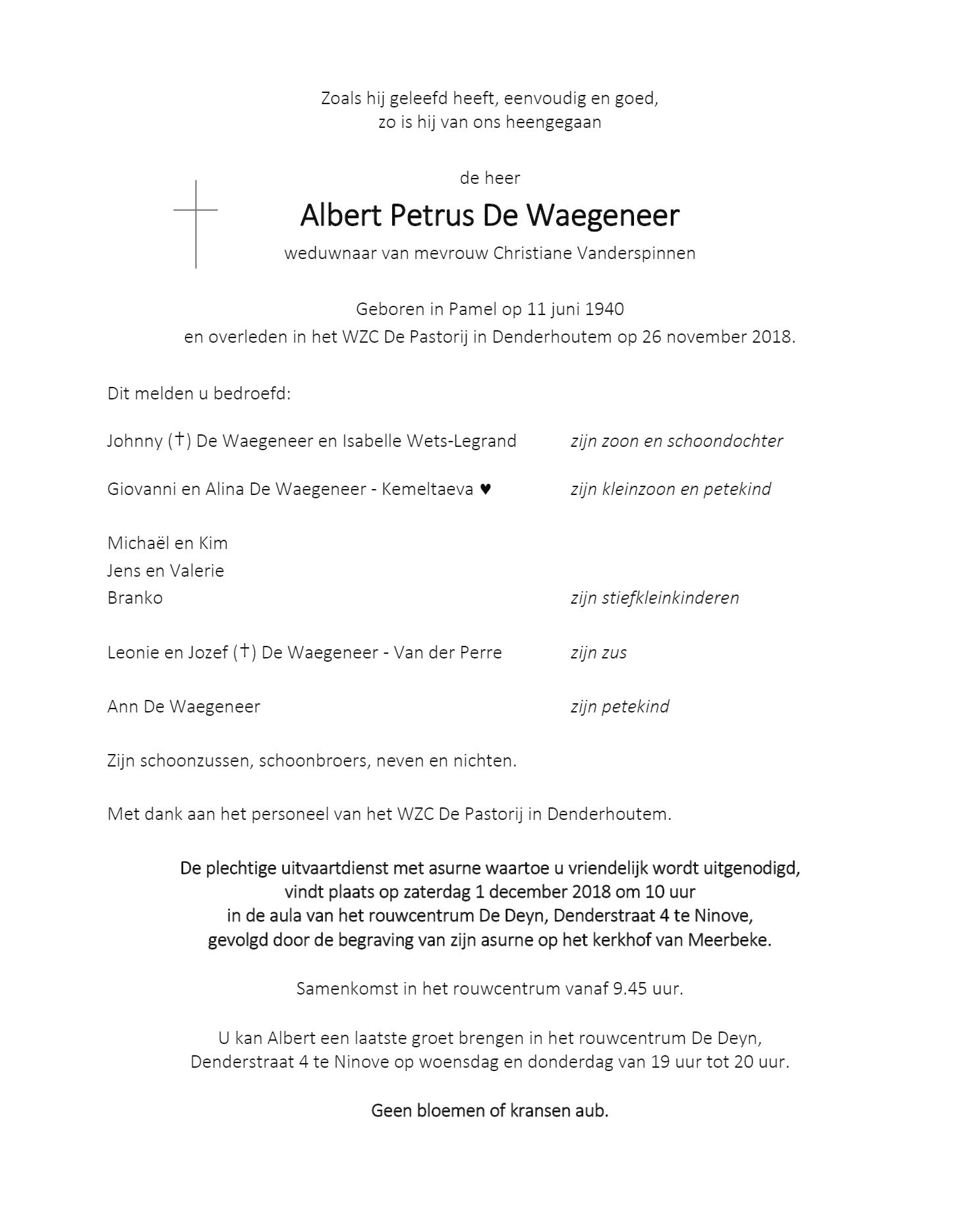 De Waegeneer Petrus Albert