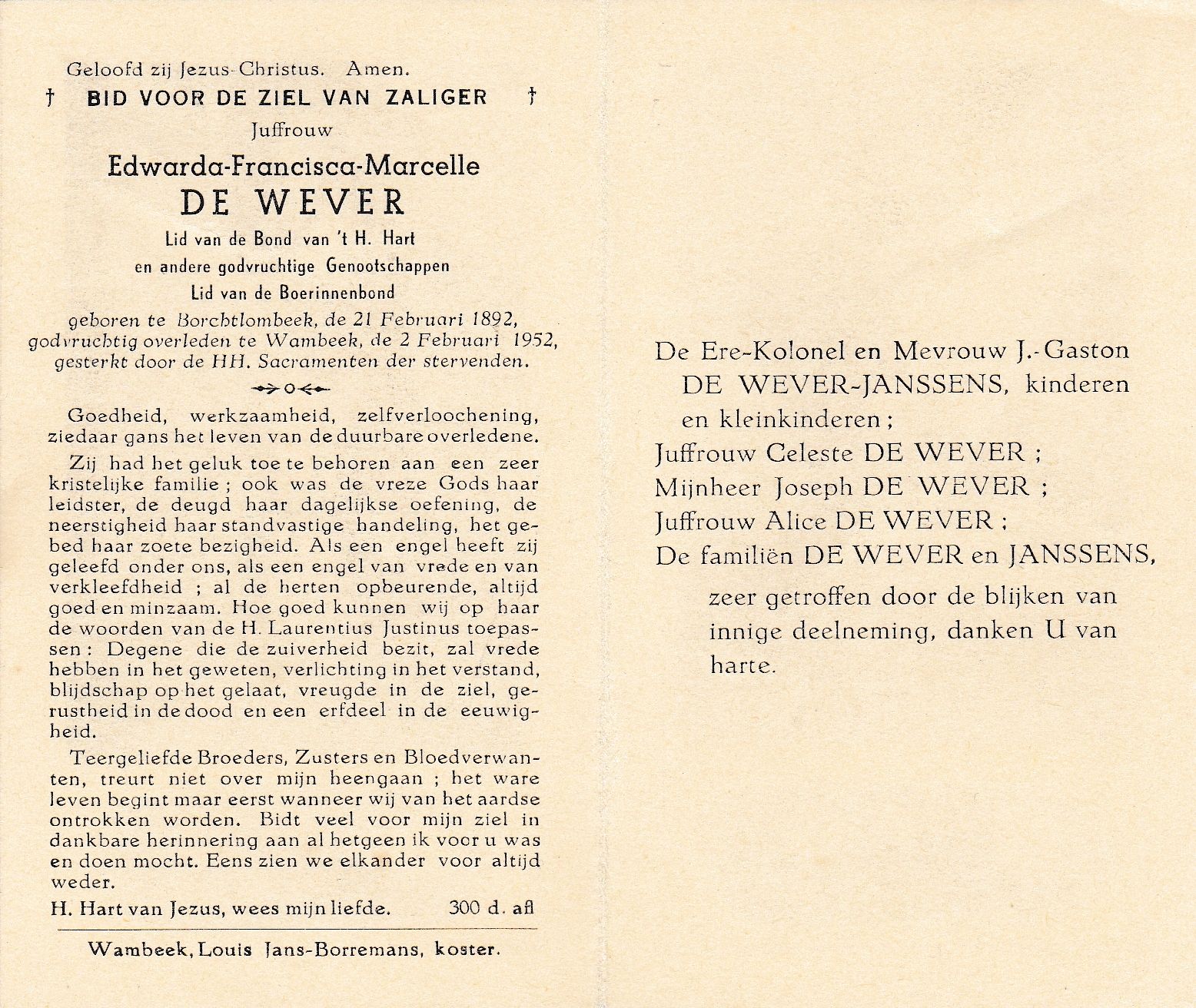 De Wever Edwarda Francisca Marcelle