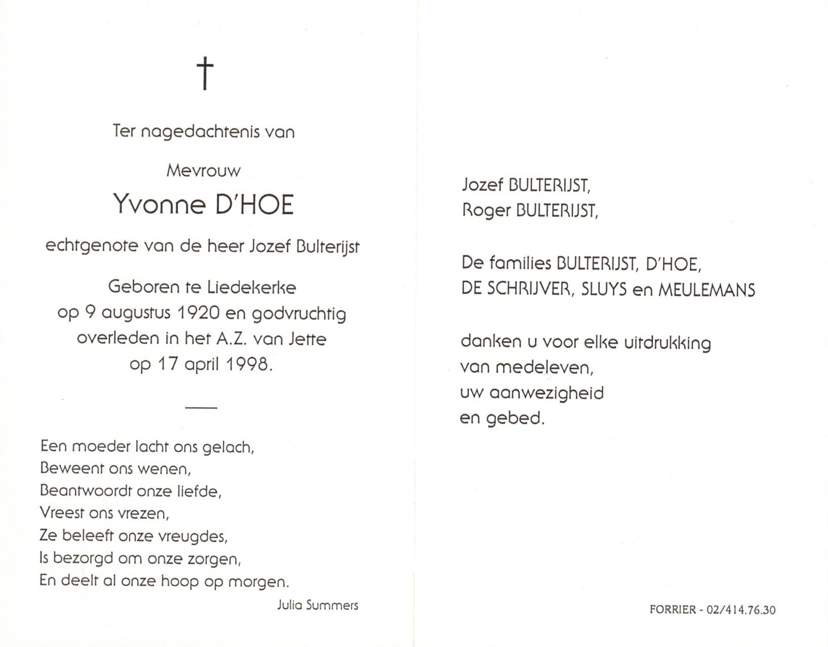 D'Hoe Yvonne  