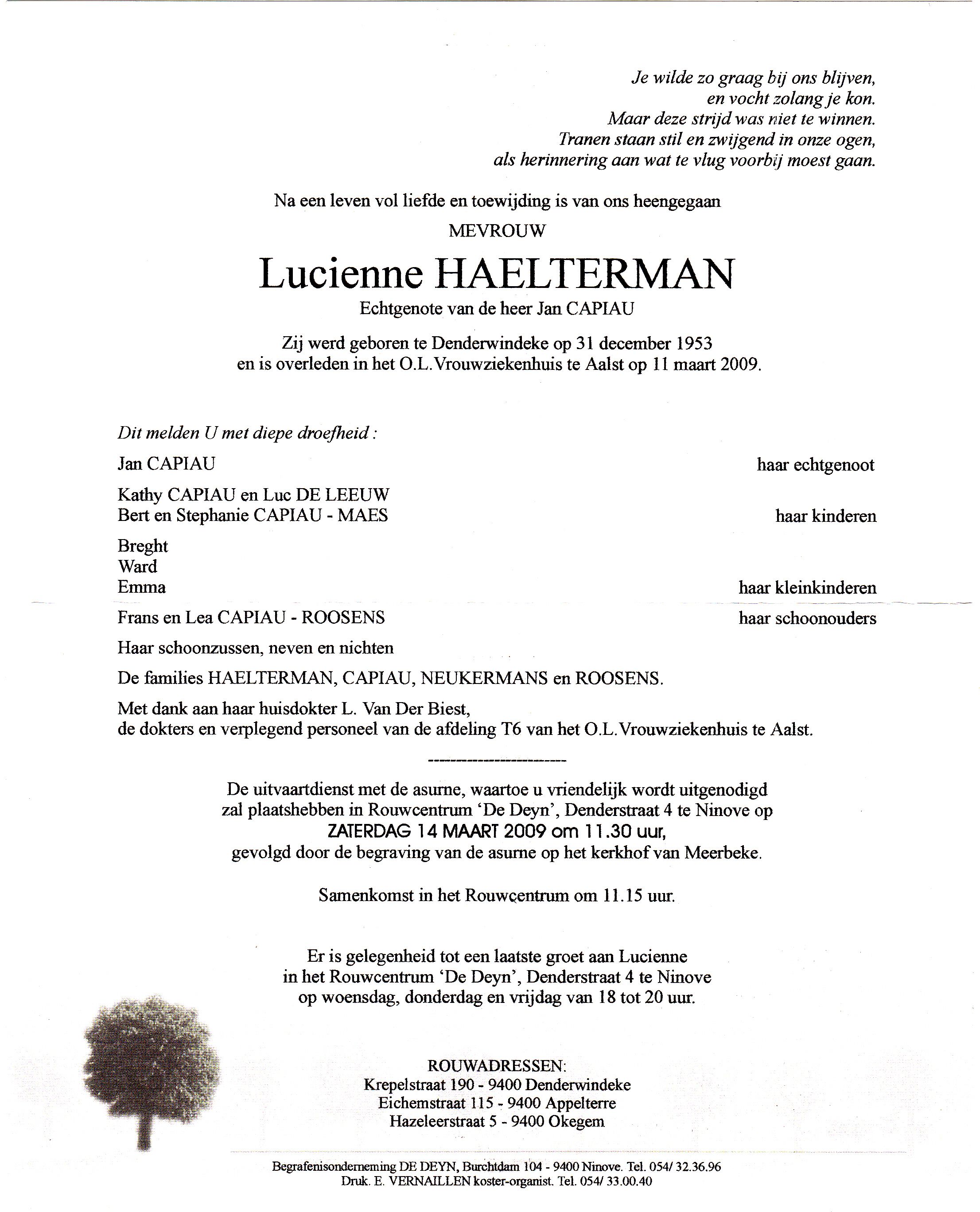 Haelterman Lucienne   