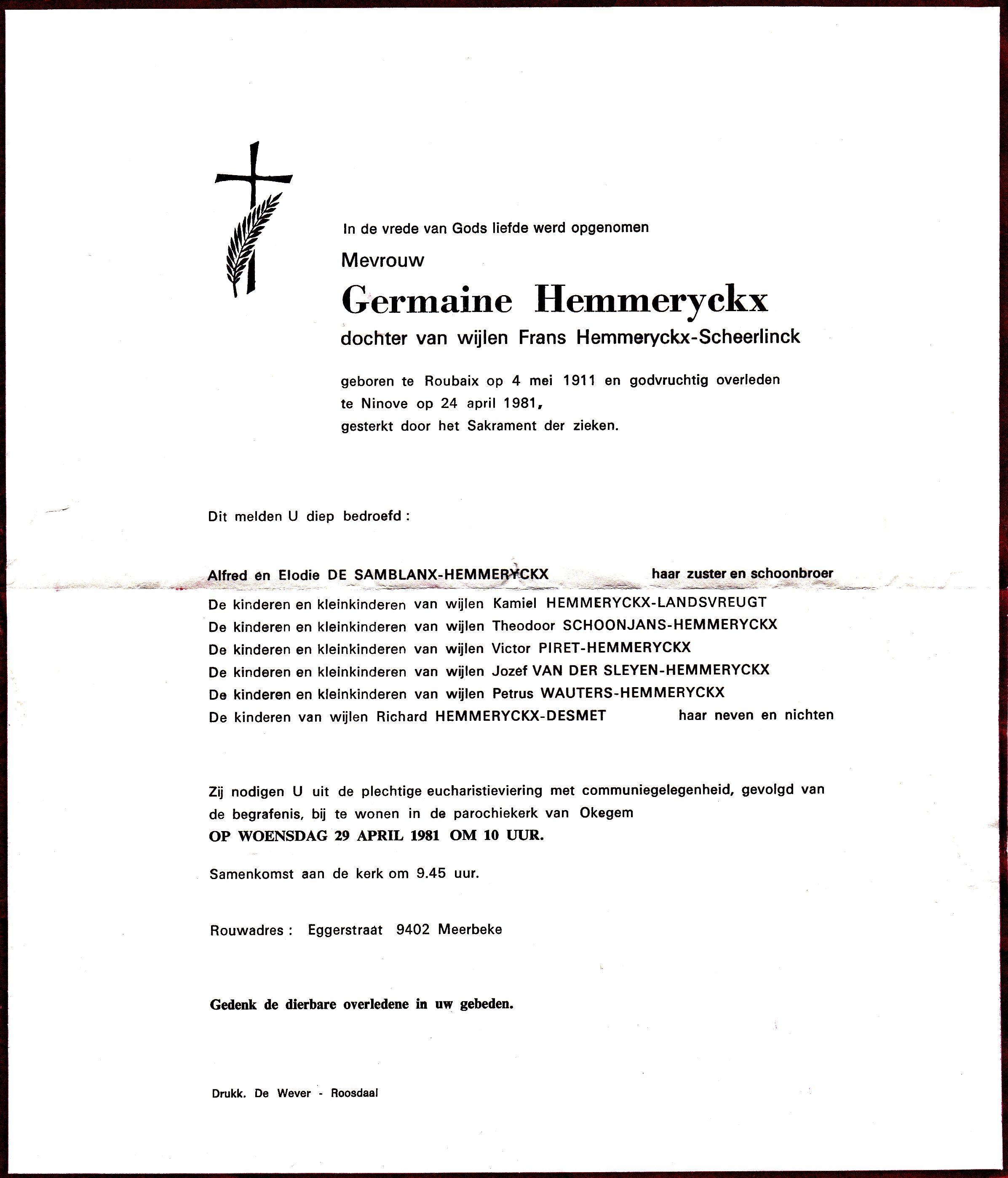 Hemmeryckx Germaine 