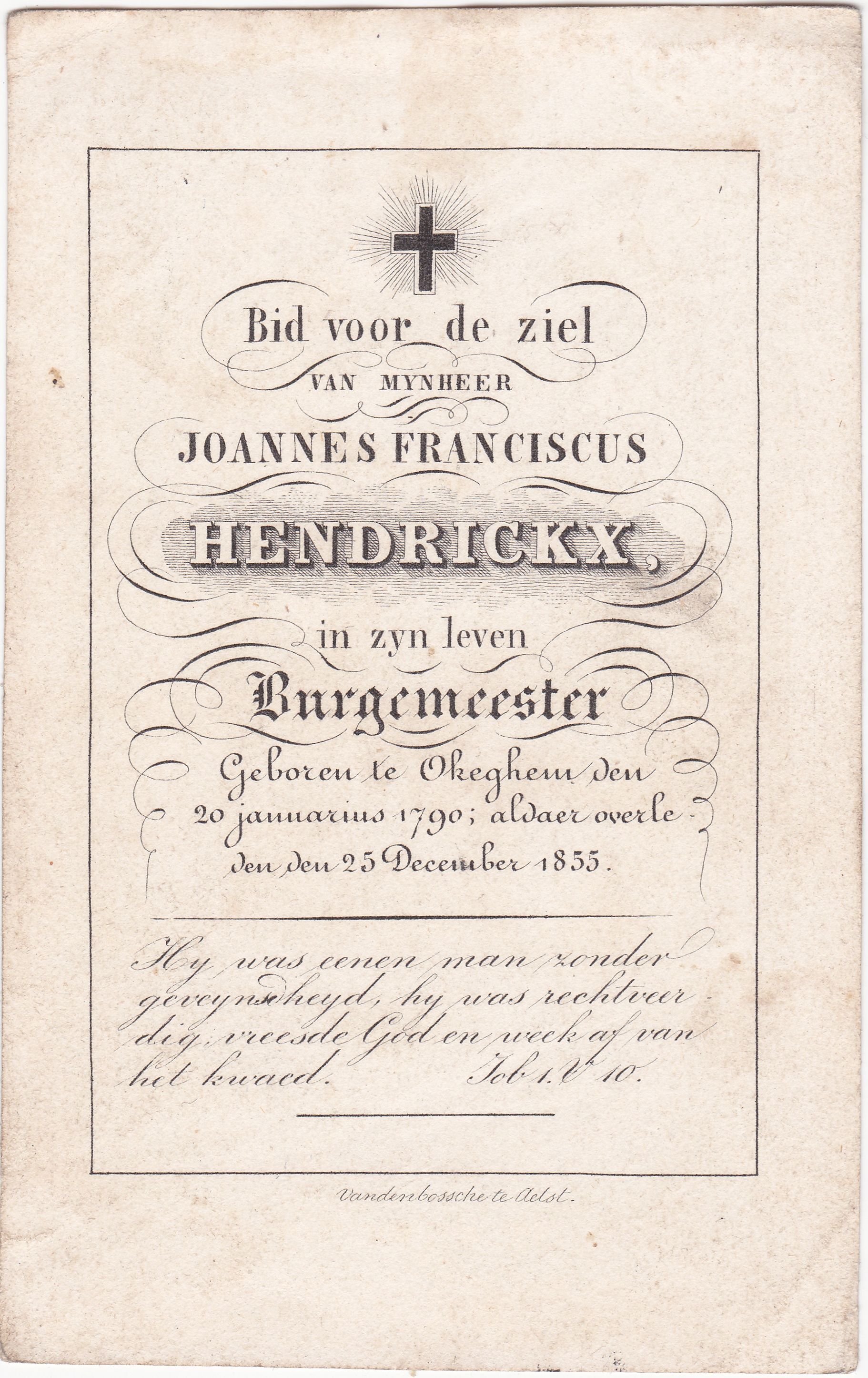 Hendrickx Joannes Franciscus