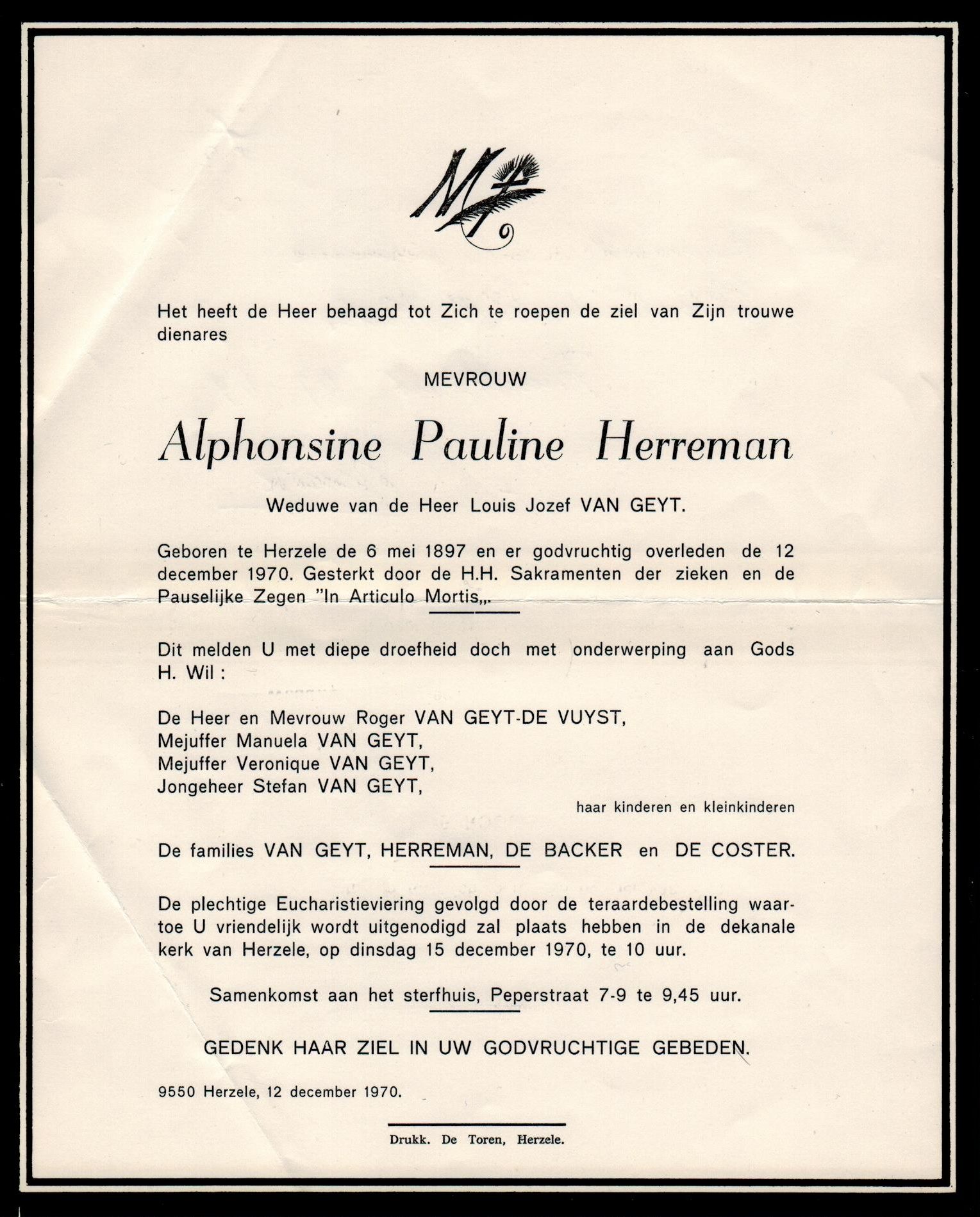 Herreman Alphonsine Pauline