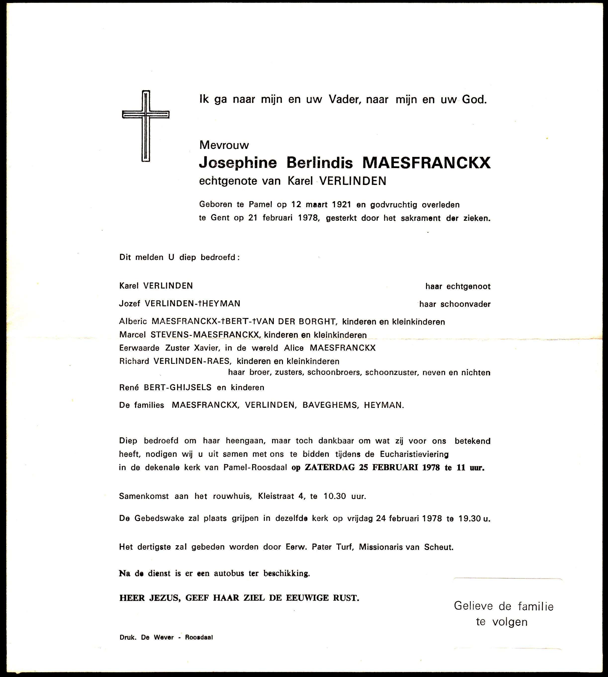 Maesfranckx Josephine Berlindis 