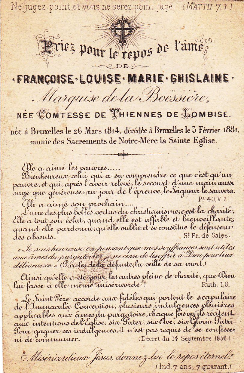 Marquise de la Boëssière Francoise Louise Marie Ghislaine