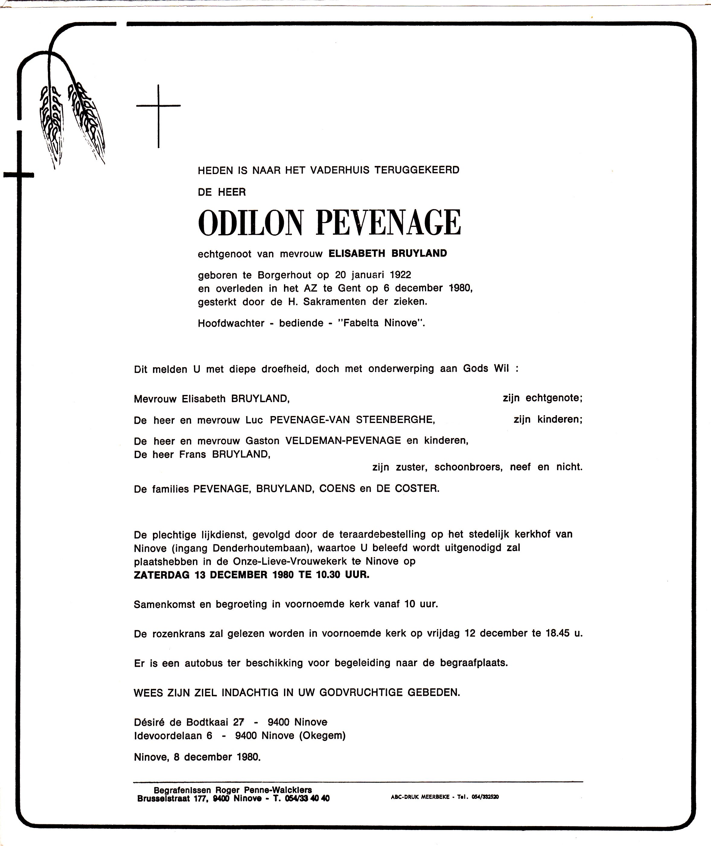 Pevenage Odilon 