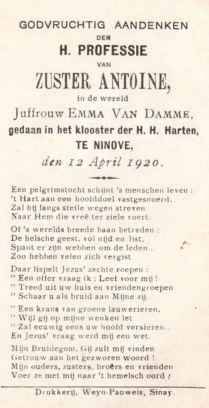 1920 - Van Damme Emma (professie)