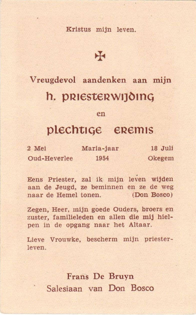 1954 - De Bruyn Frans (Priesterwijding)